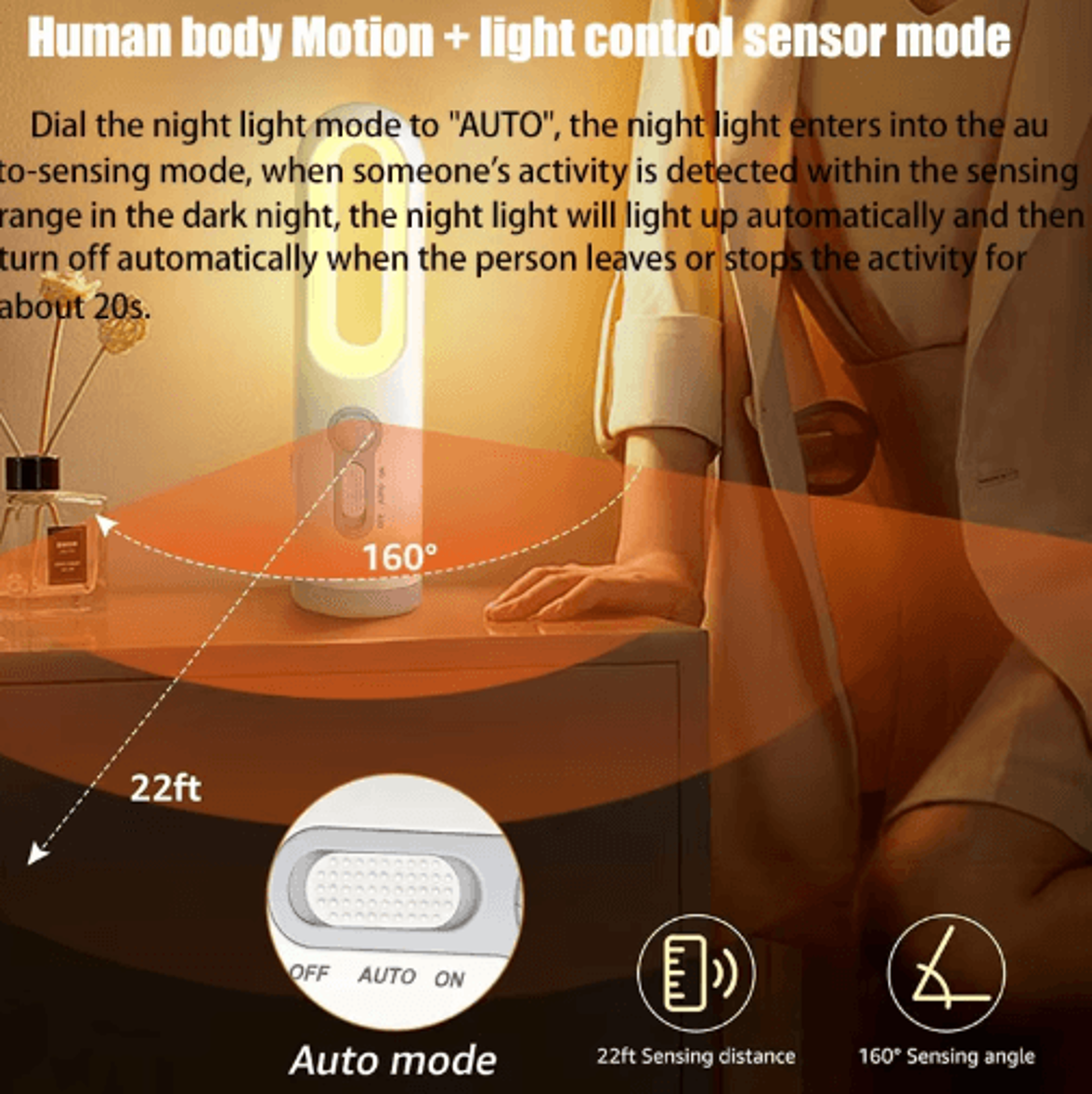 2in1 Portable Flashlight  Motion Sensor Night Light For Home  Travel 3