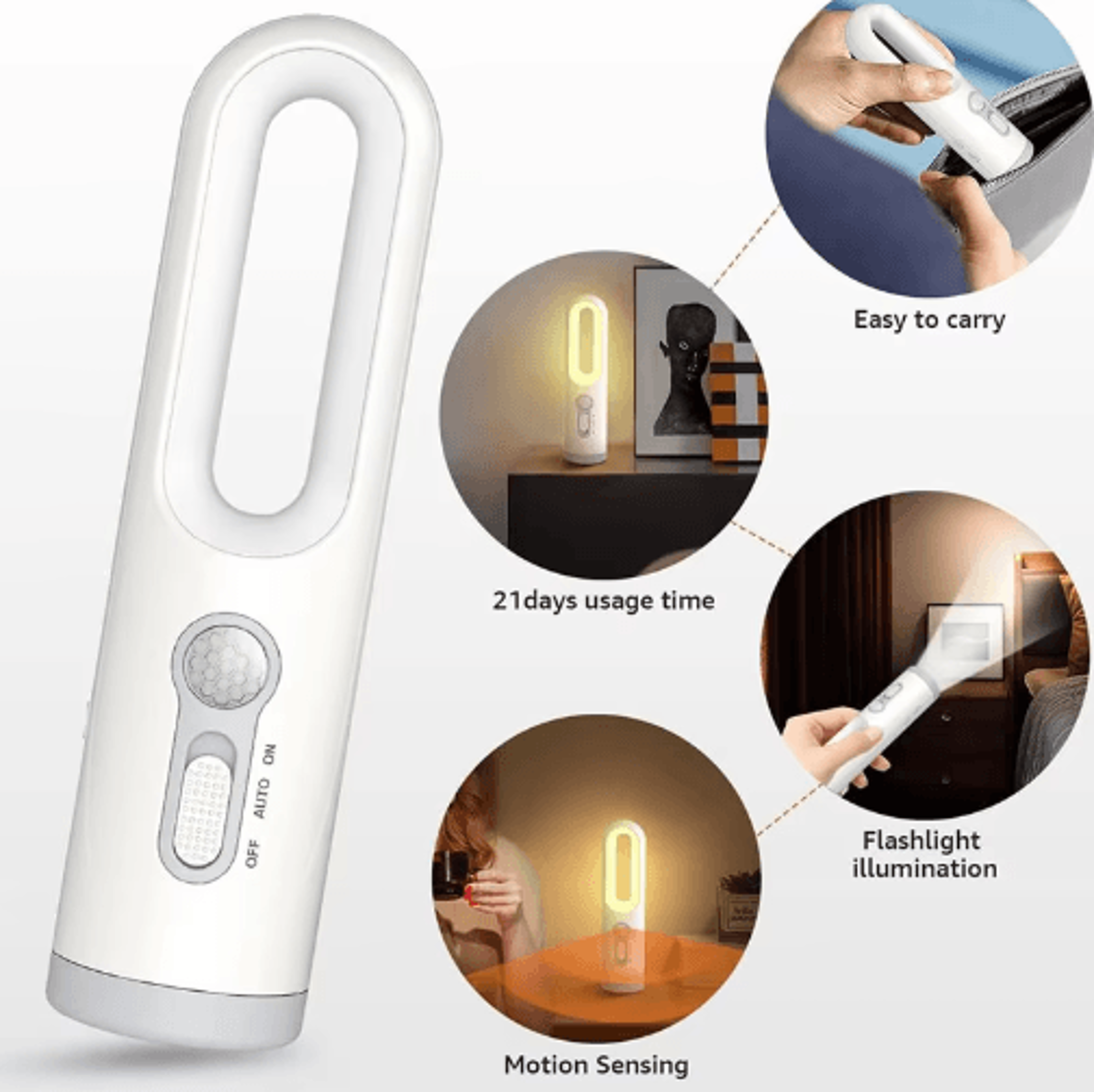 2in1 Portable Flashlight  Motion Sensor Night Light For Home  Travel 4