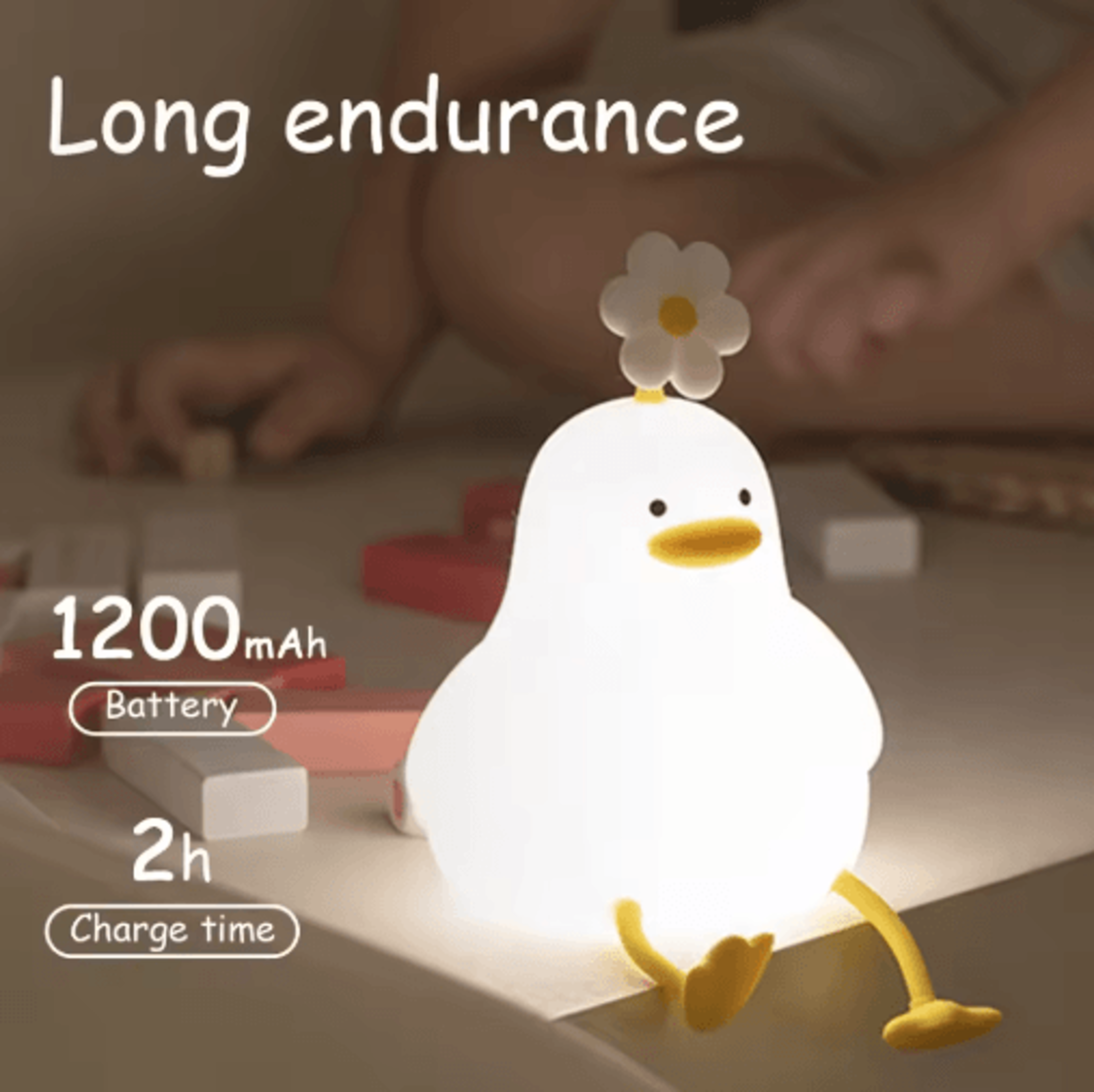 Cute Duck Silicone Touch Night Light With Timer  USB Rechargeable Design 3