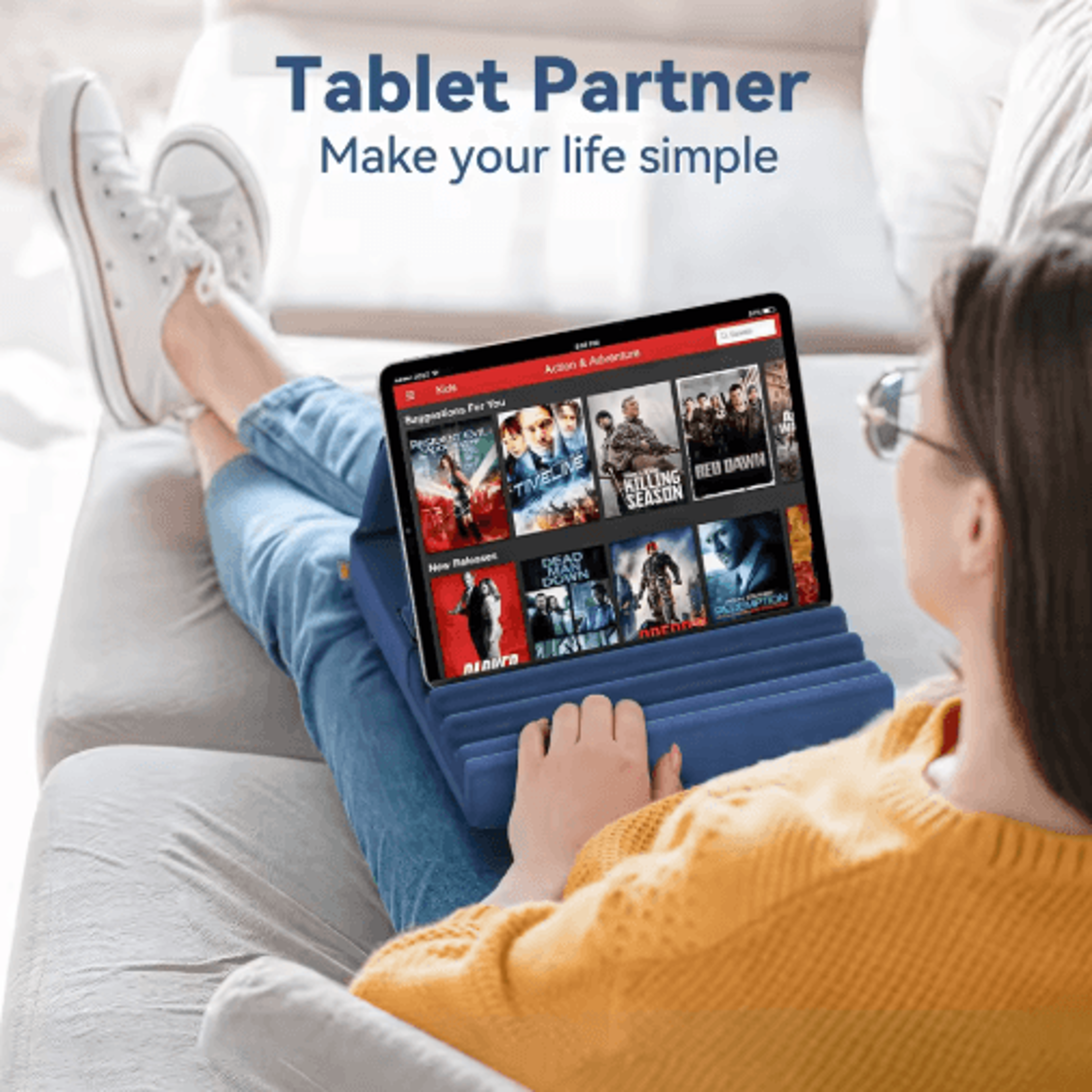 KDD FlexComfort Tablet Pillow Stand  Adjustable IPad Stand For Bed With Pocket  Stylus Holder 8