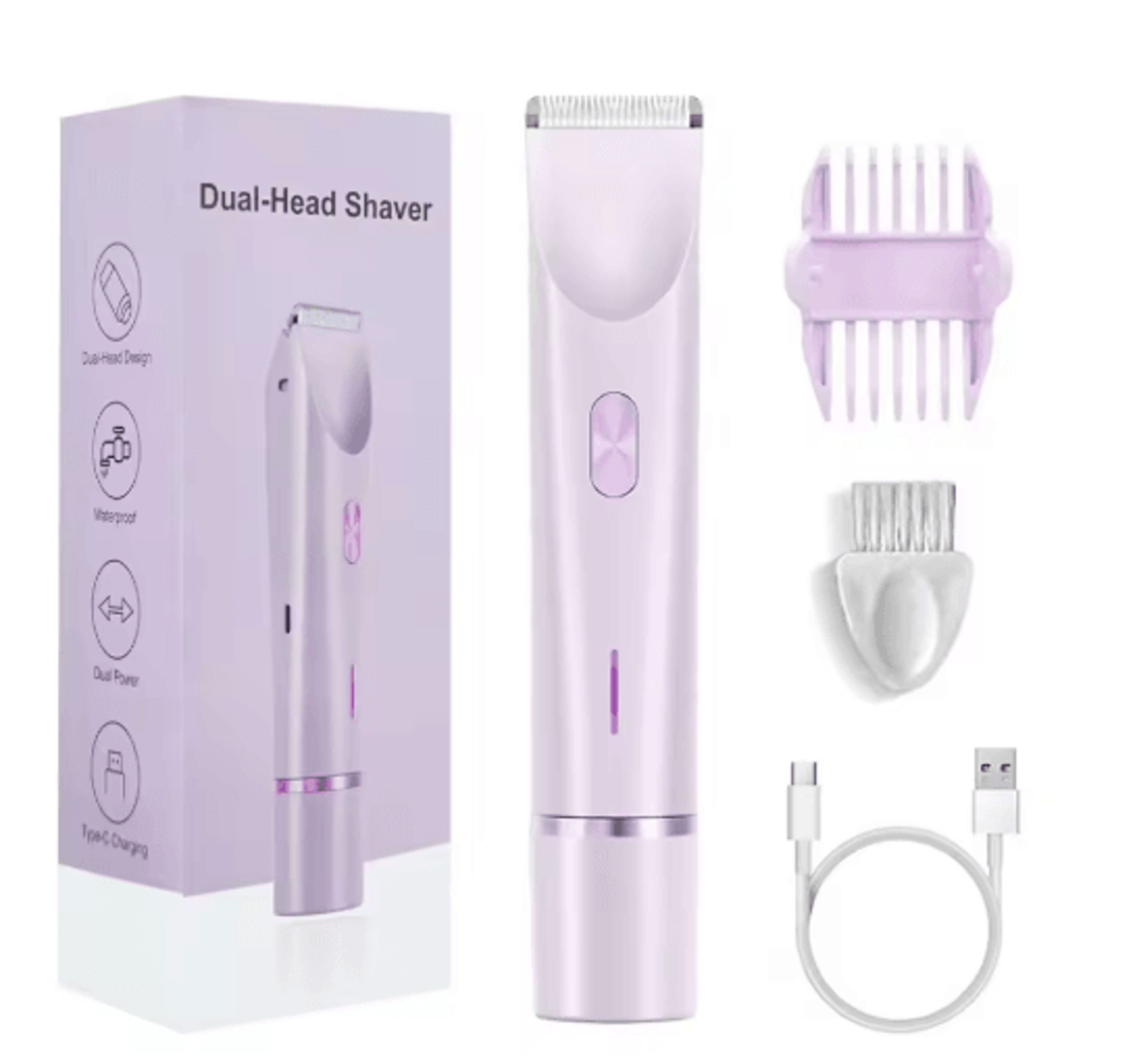 Mini Waterproof Rechargeable Womens Electric Shaver Dual Head Bikini Trimmer  Body Hair Remover 1