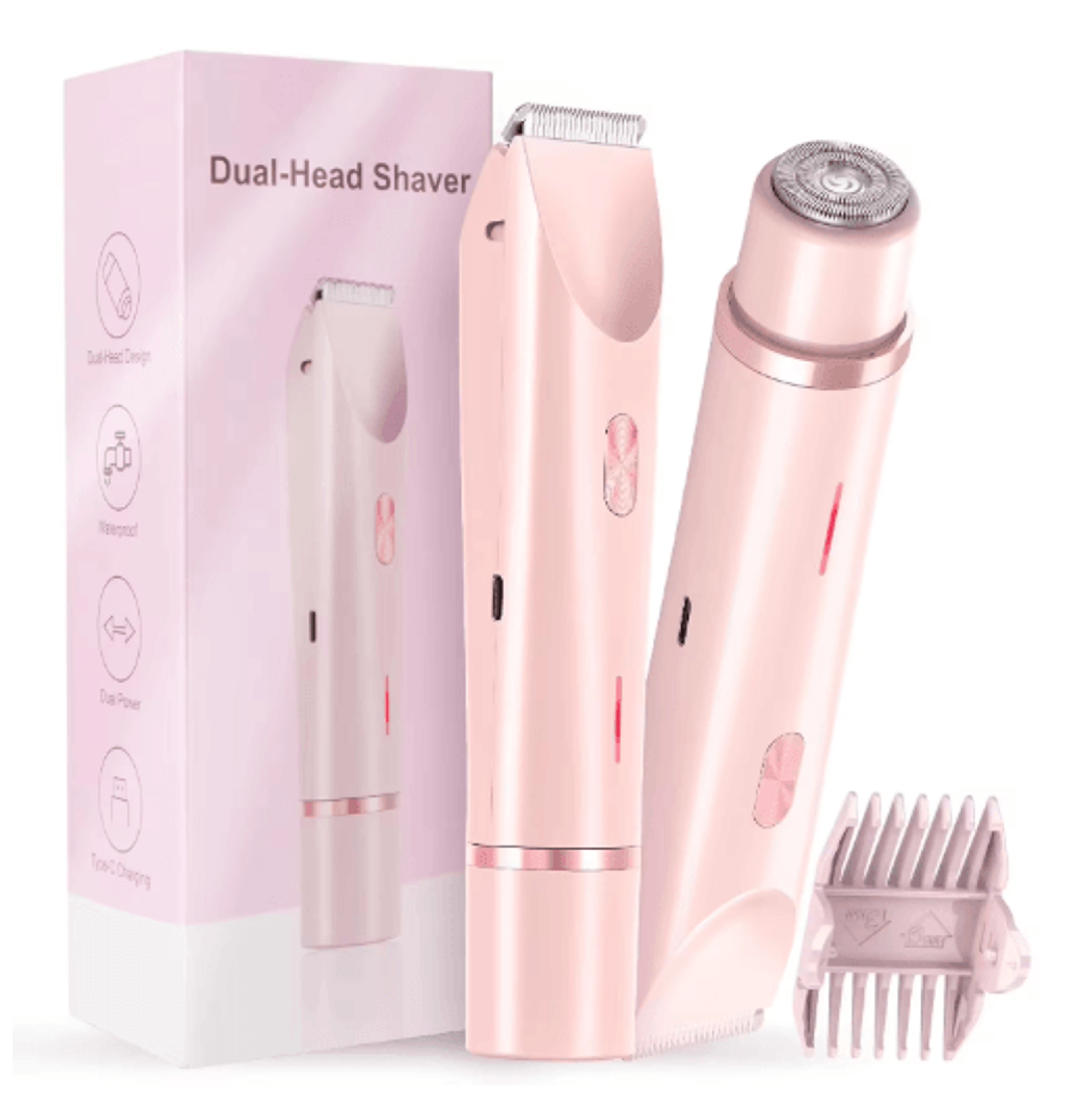 Mini Waterproof Rechargeable Womens Electric Shaver Dual Head Bikini Trimmer  Body Hair Remover 4