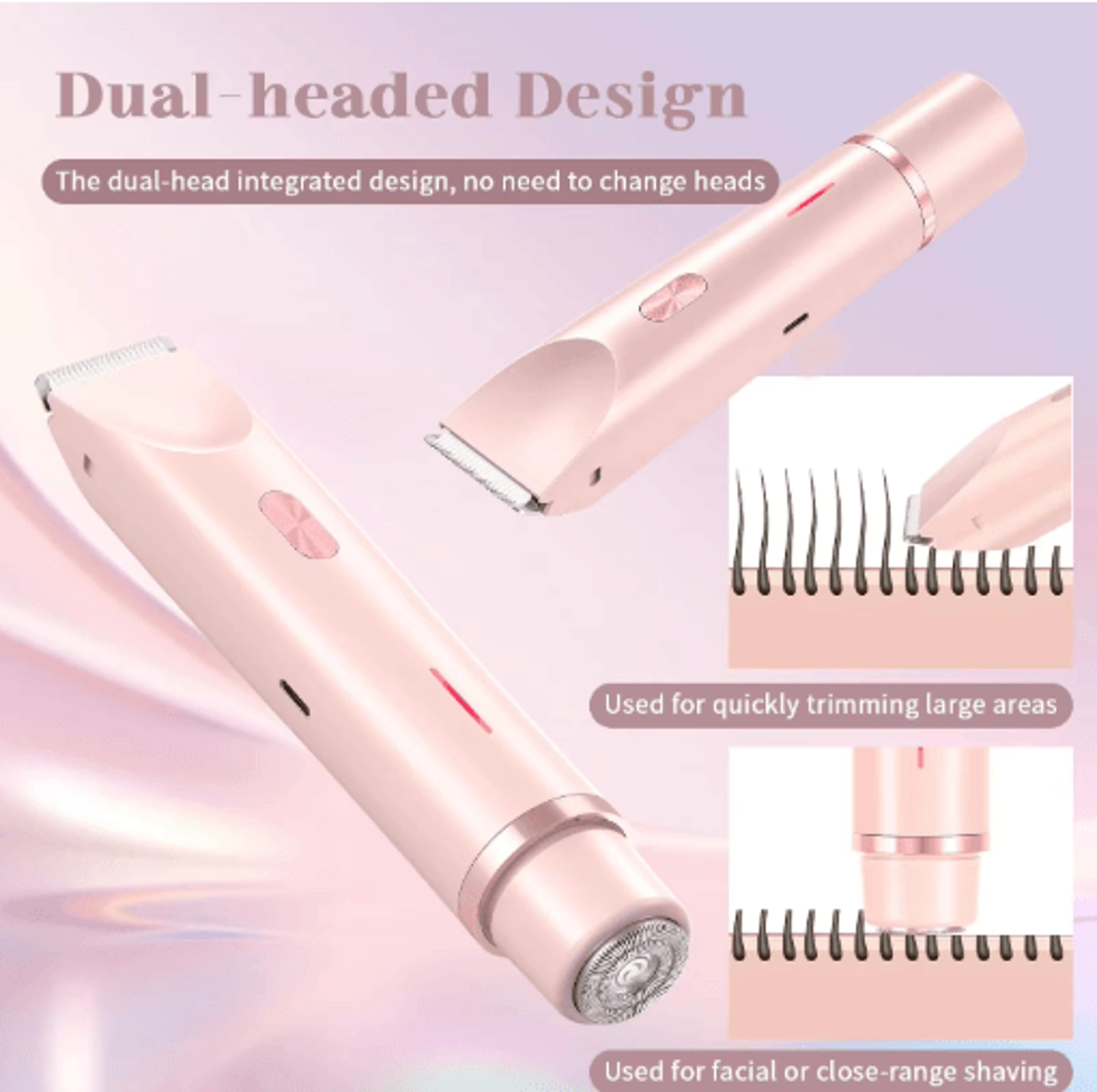 Mini Waterproof Rechargeable Womens Electric Shaver Dual Head Bikini Trimmer  Body Hair Remover 8