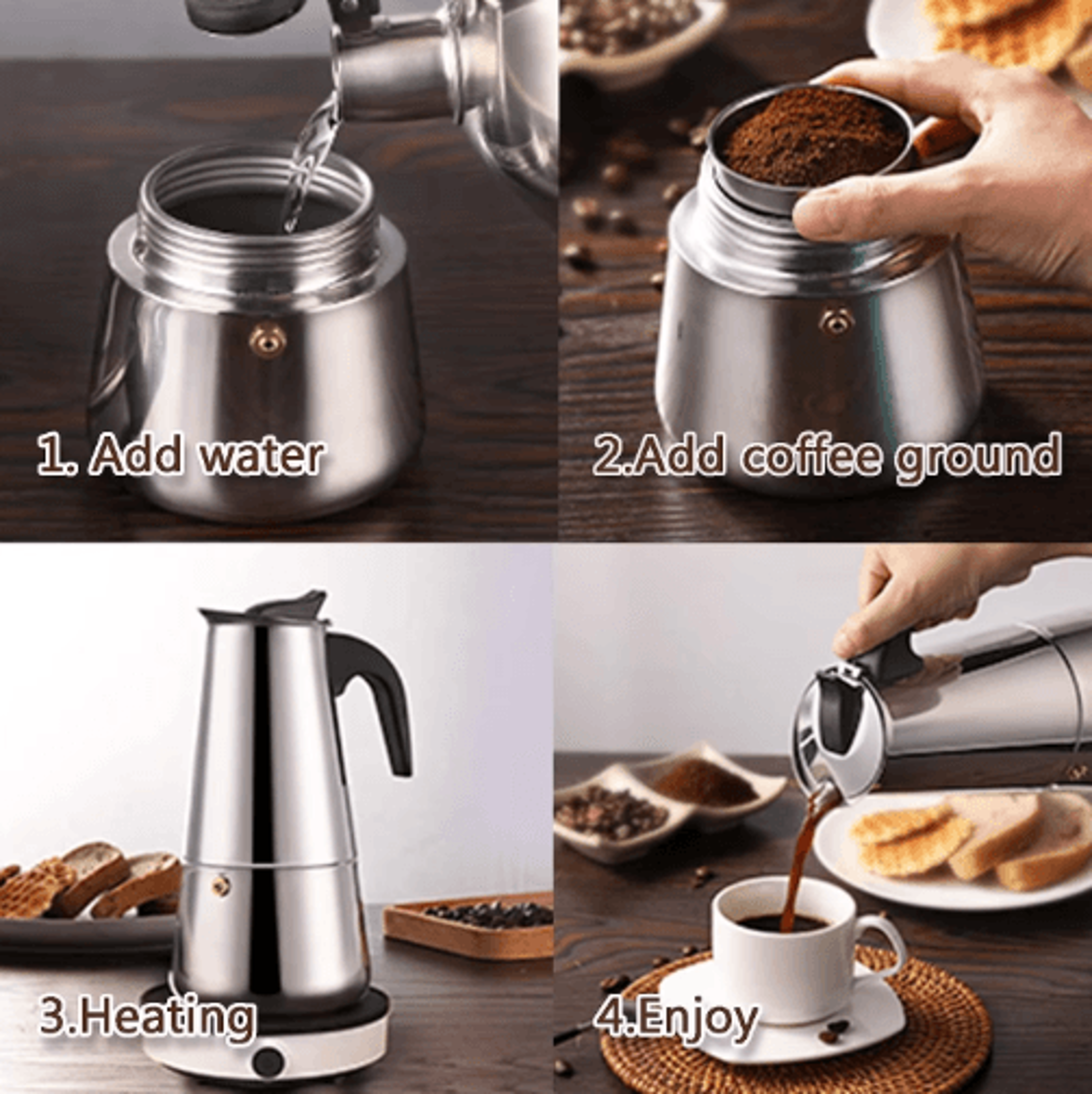Stovetop Moka Pot Espresso Maker  469 Cup Italian Coffee Percolator 7