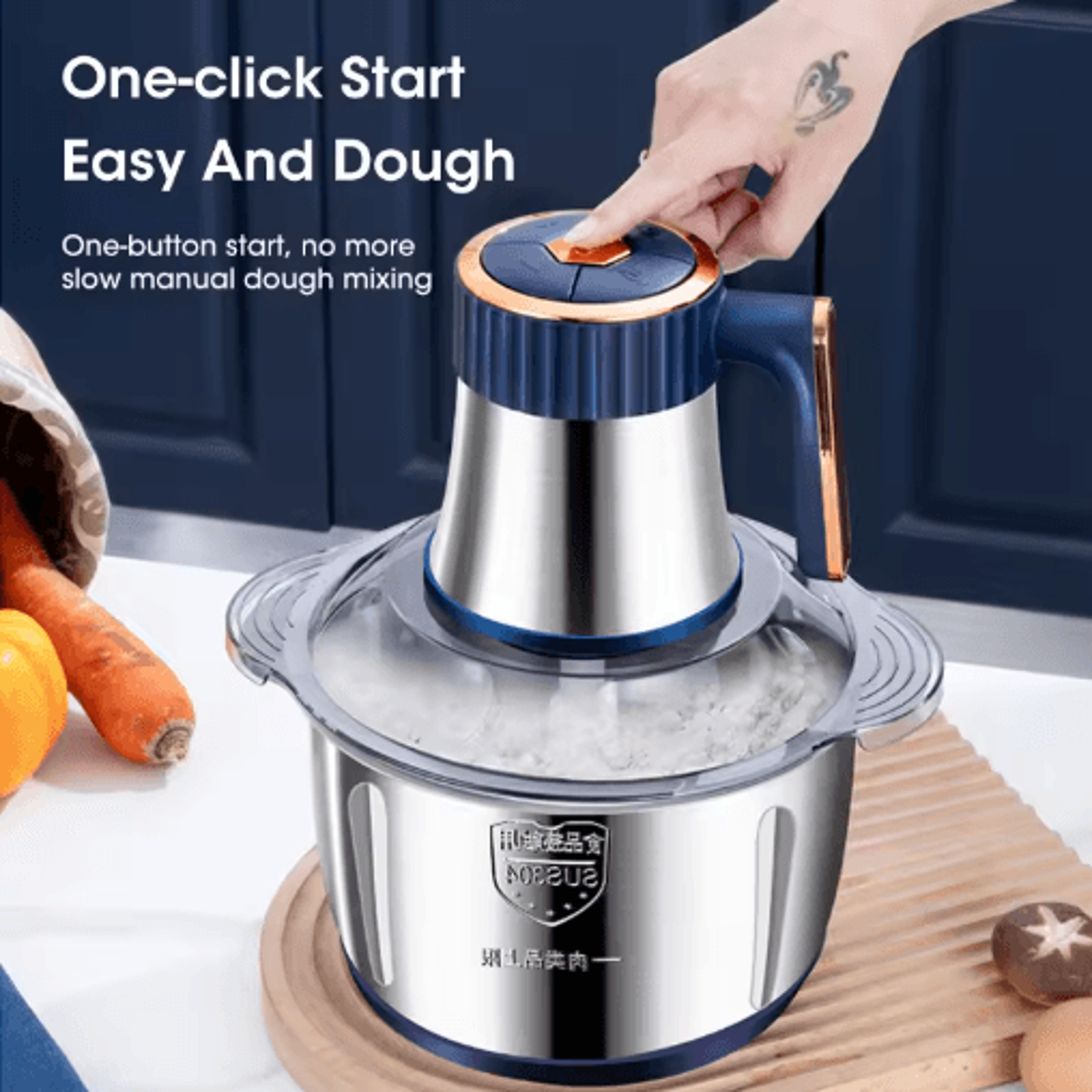 5L Electric Meat Grinder  Food Processor  Stainless Steel Multifunction Chopper 3