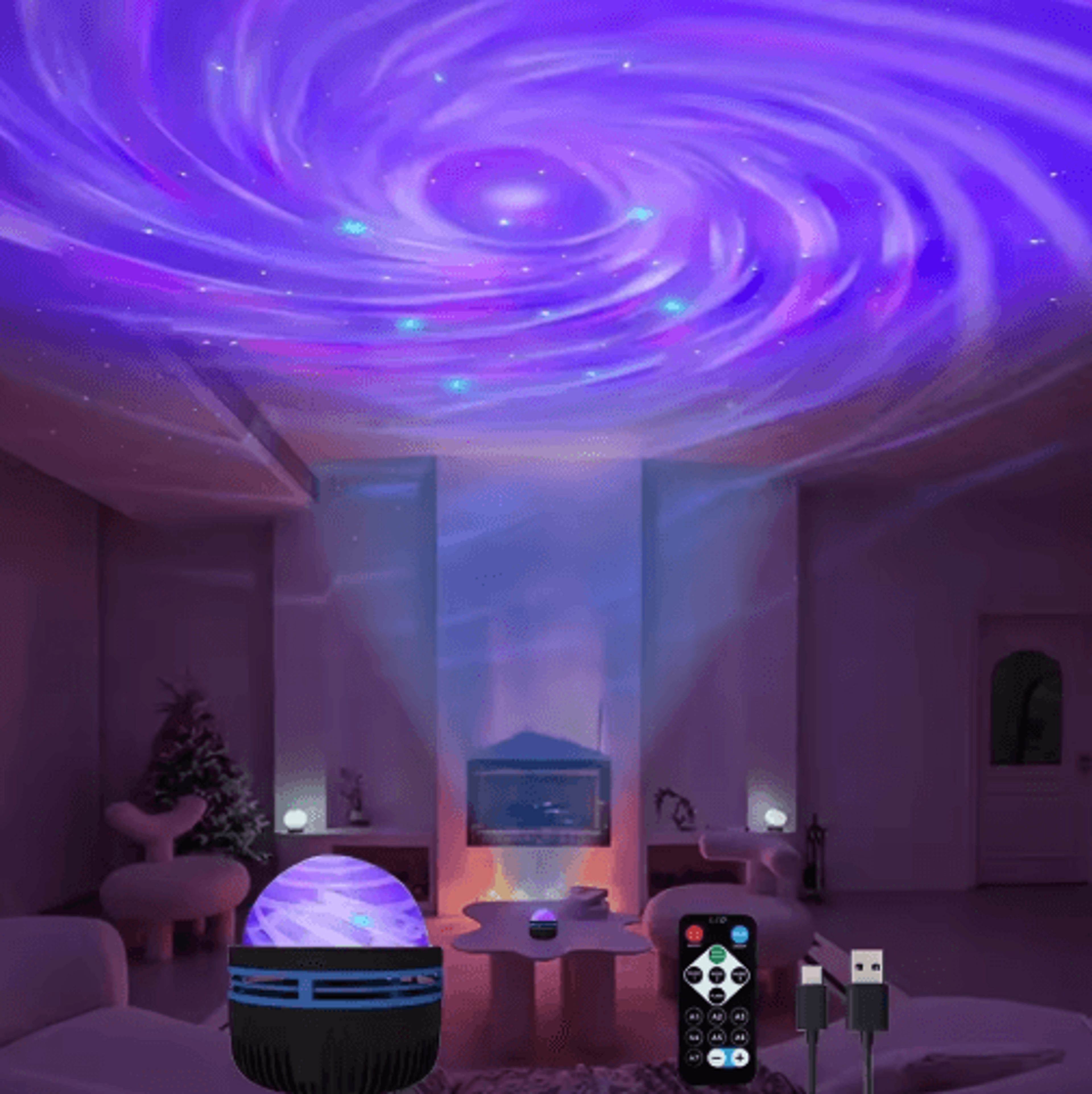 led galaxy star projector light – multi-color night lamp with remote control