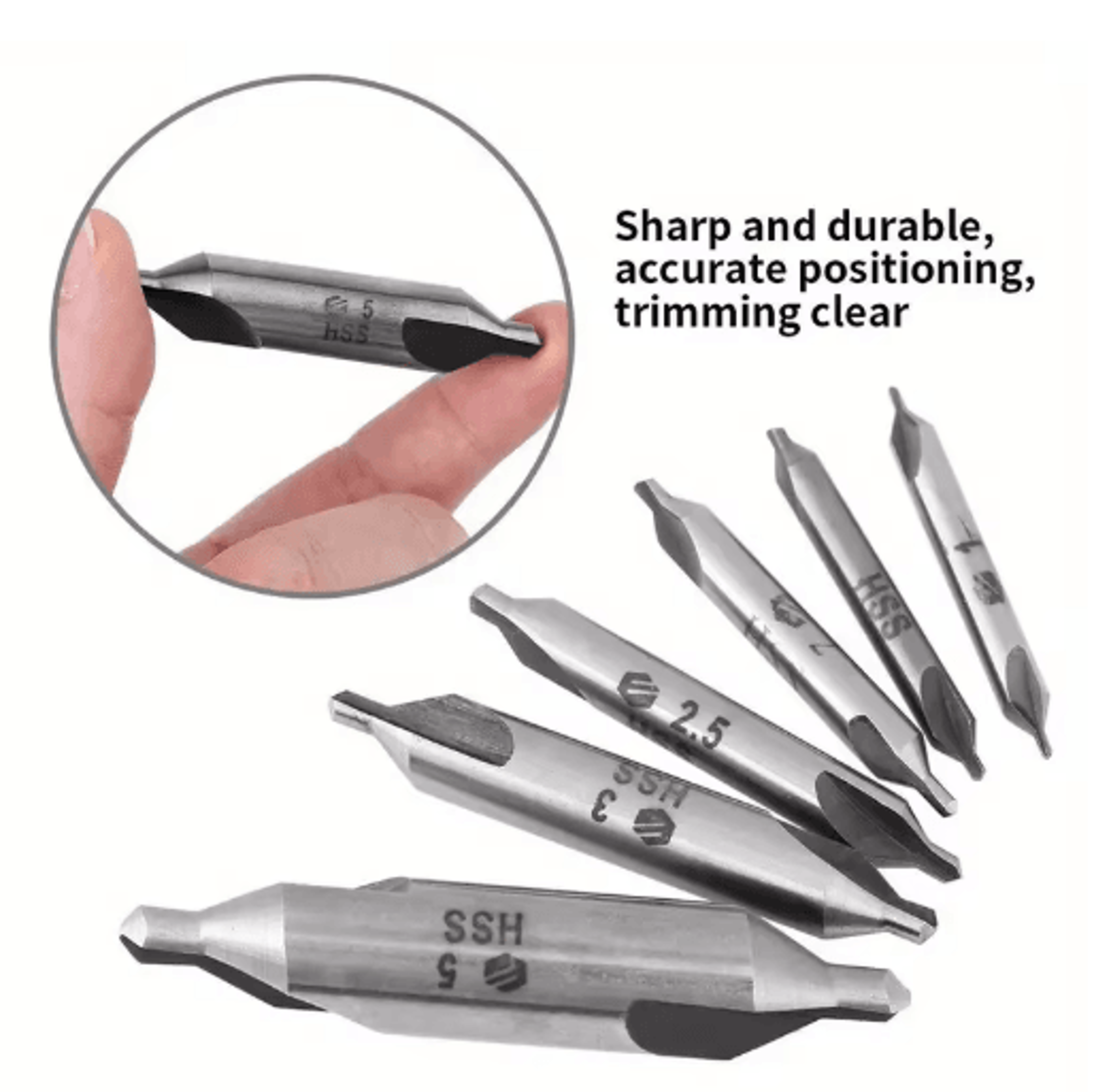 7PCS HSS Center Drill Bits Set 60 Precision Metal Drilling  Lathe Drill Bit Set 5