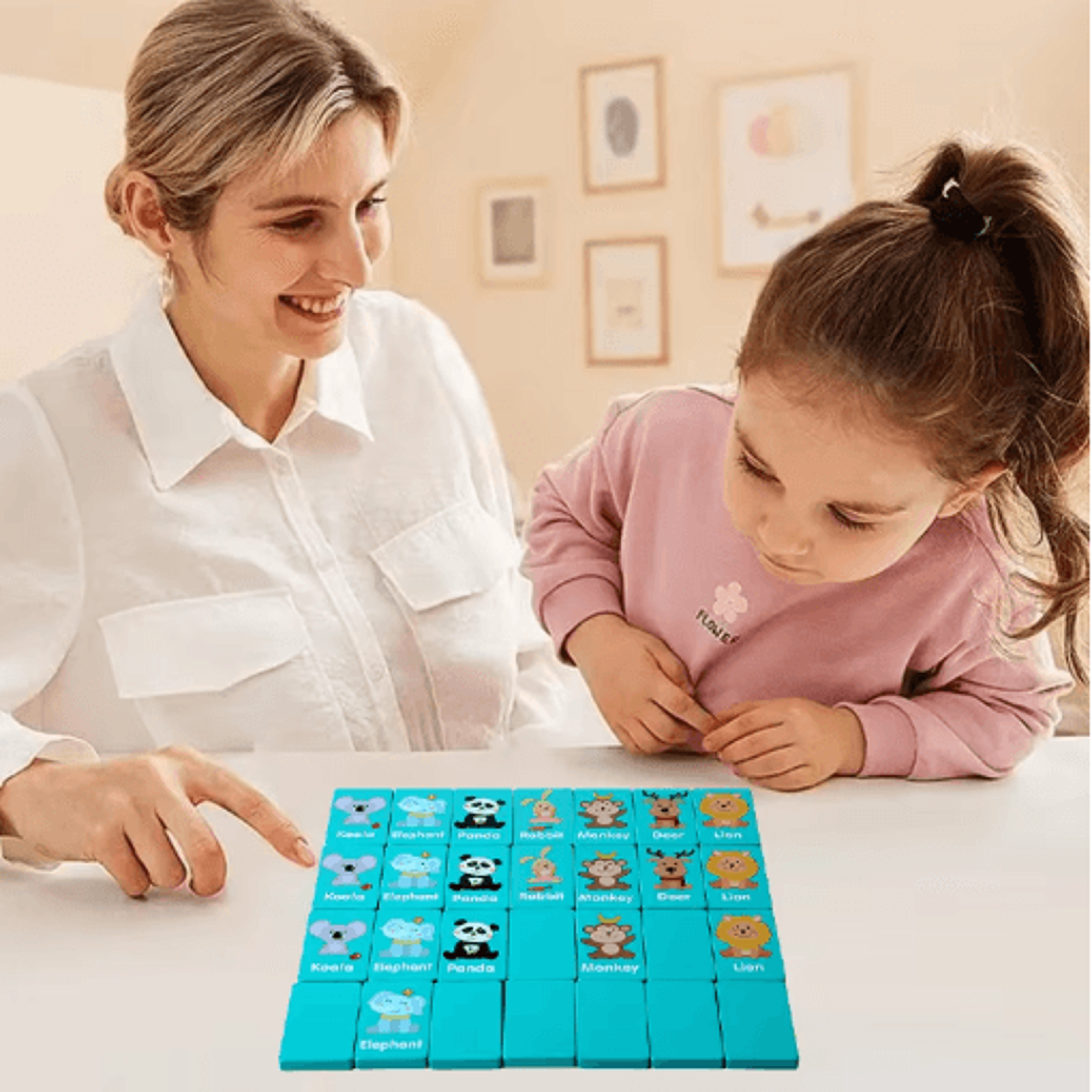 Seaside Animal Wooden Memory Matching Game Montessori Puzzle Board For Kids 5