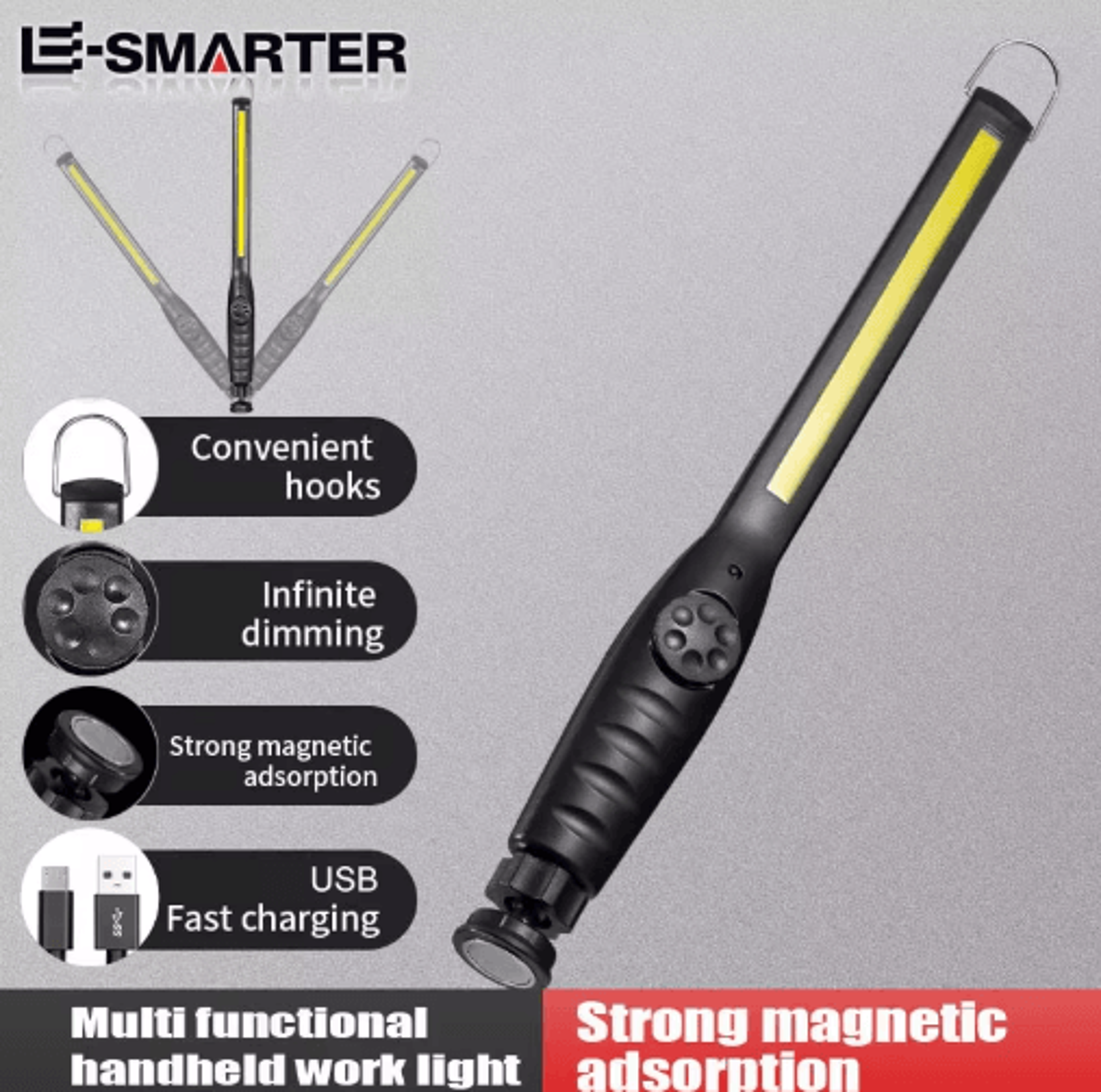 LumiFlex Rechargeable COB Work Light With Magnetic Base  Stepless Dimming 2