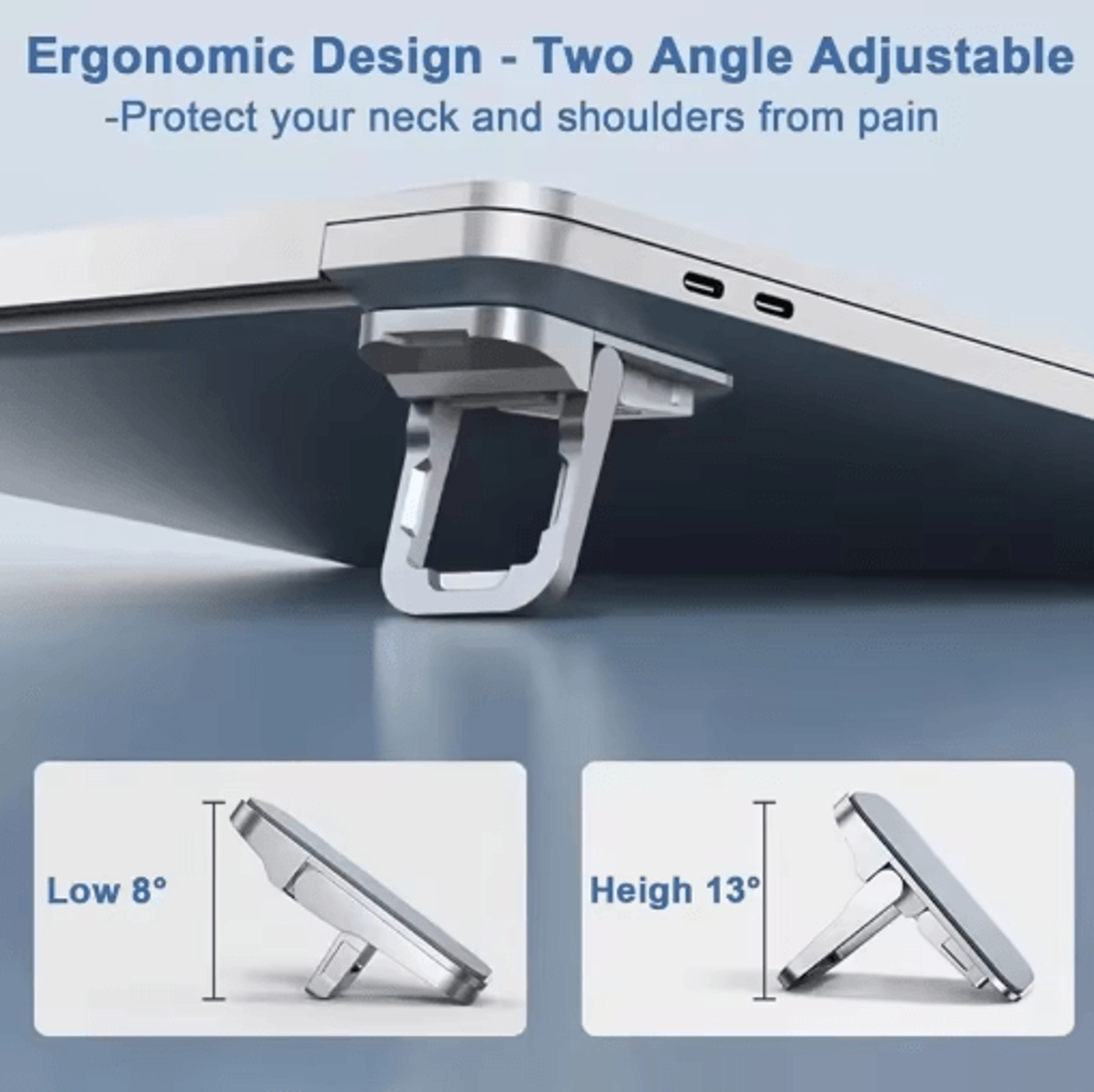 FlexLift Invisible Laptop Stand  Mini Foldable Adhesive Riser With Dual Angles 3