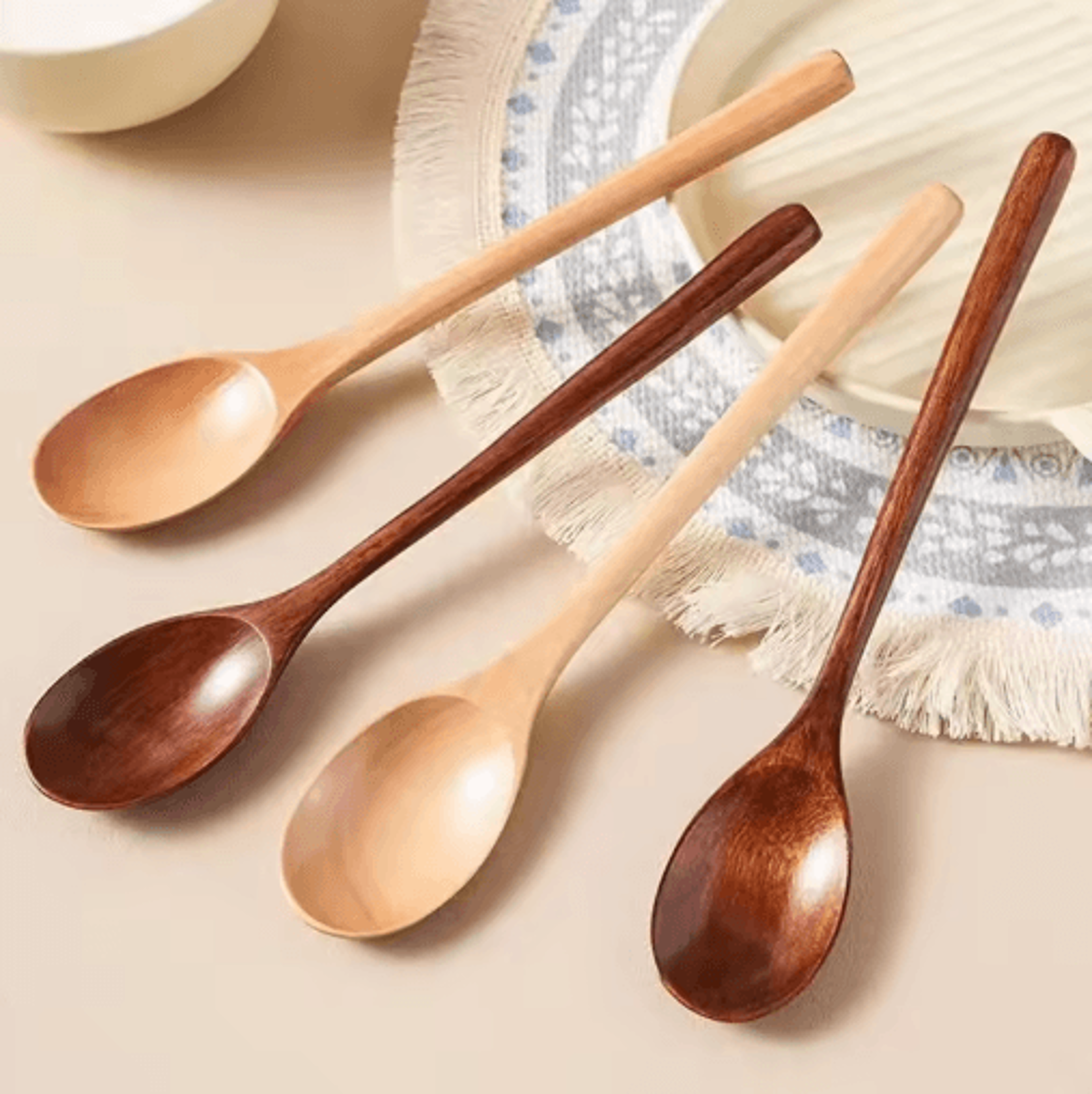 purewood kitchen spoon set – natural wooden cooking & serving utensils