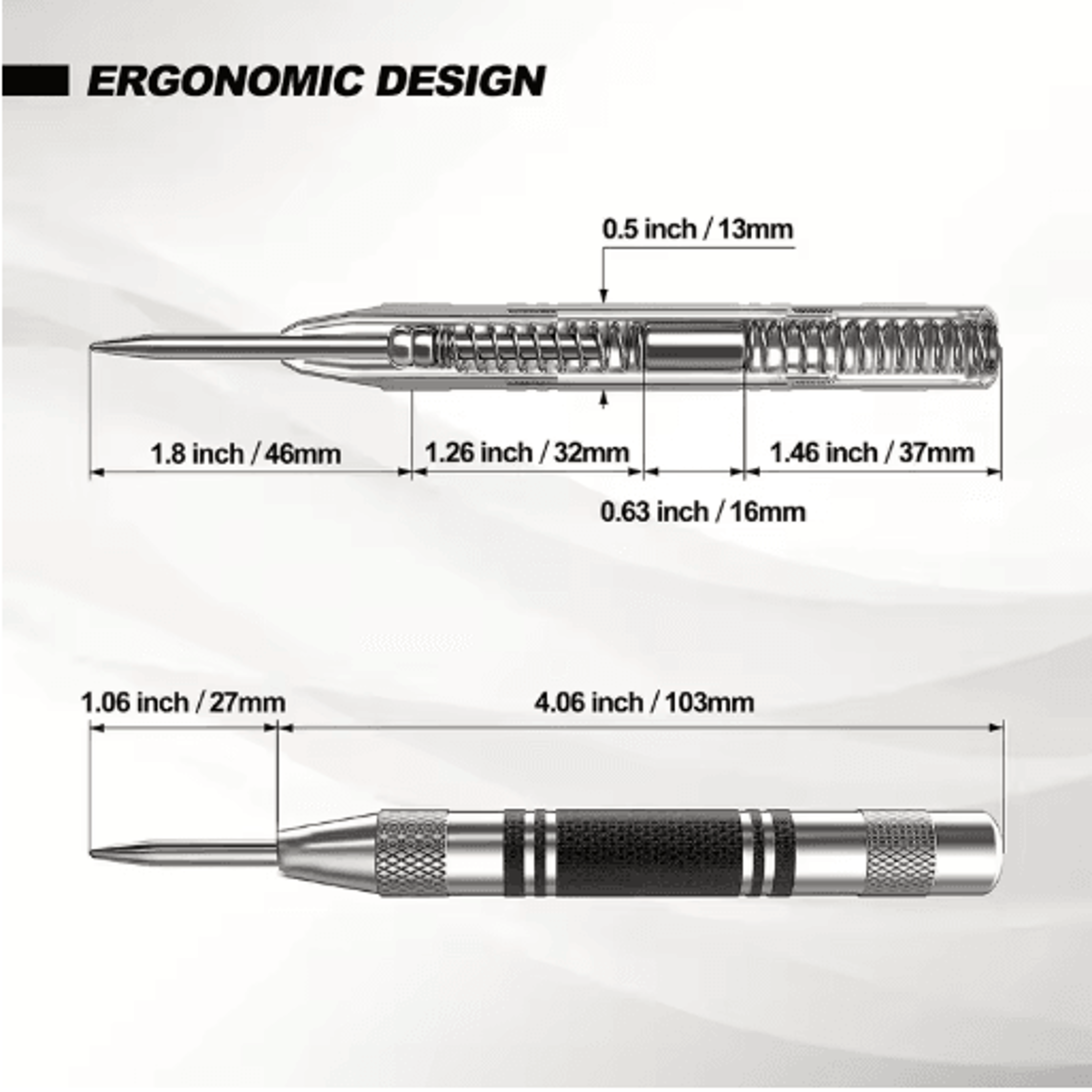 Punch Pro Auto Center Punch Tool Heavy Duty SpringLoaded Drill Locator 7