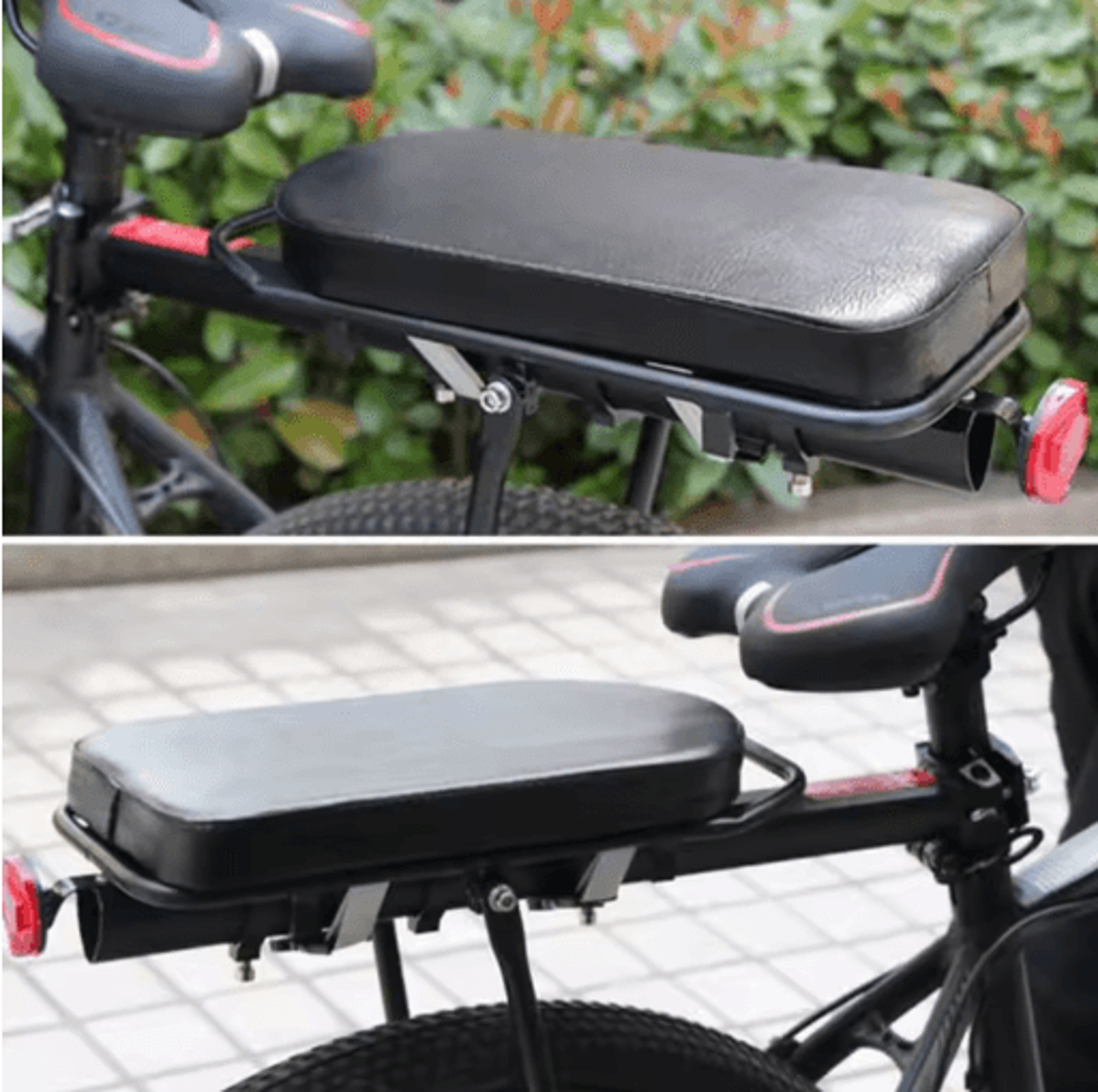 RideComfort Rear Bike Seat Cushion Set Passenger Backrest  Foot Pedal Kit 6