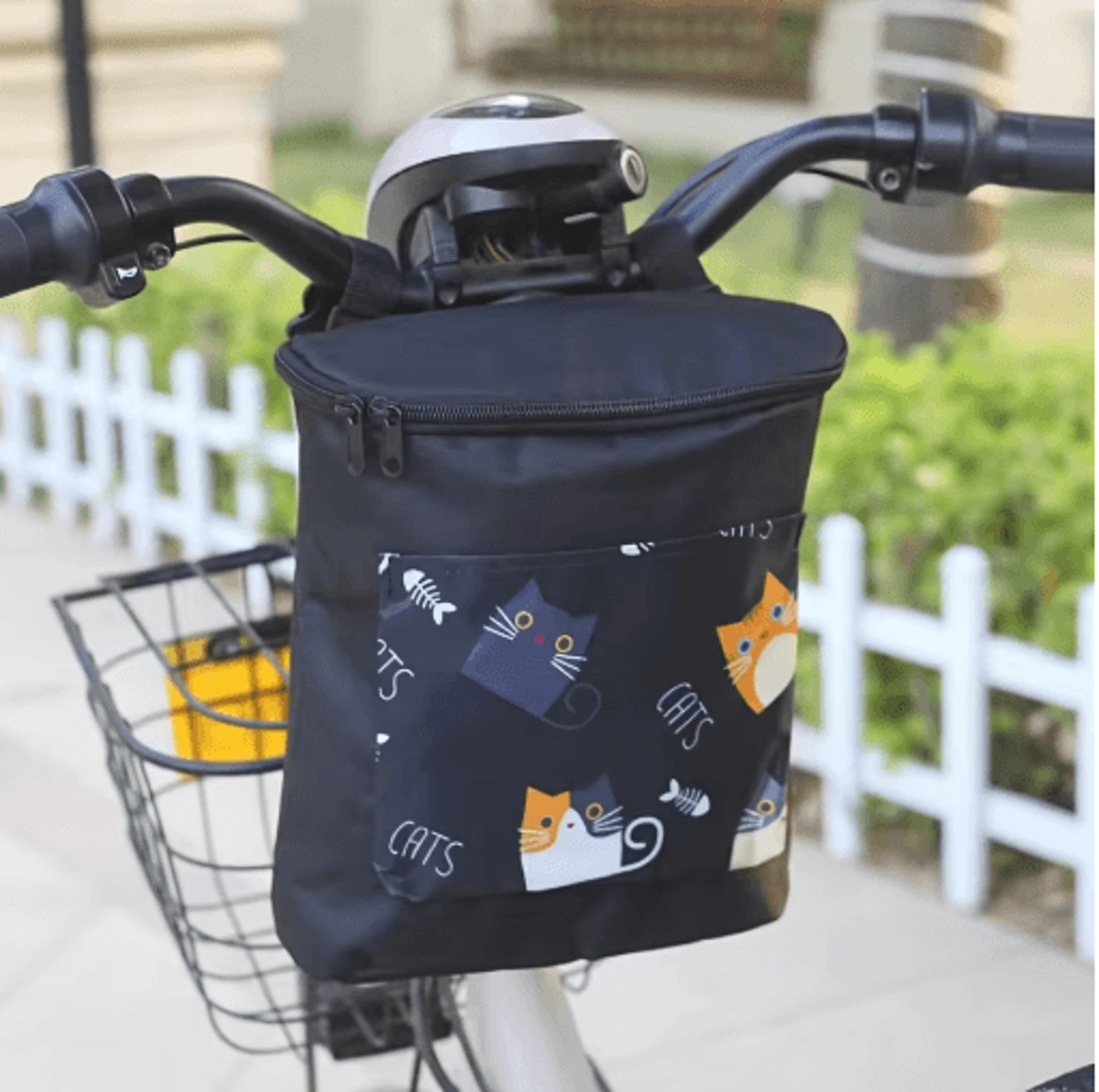 motorcycle handlebar storage bag large capacity front zipper bike pouch