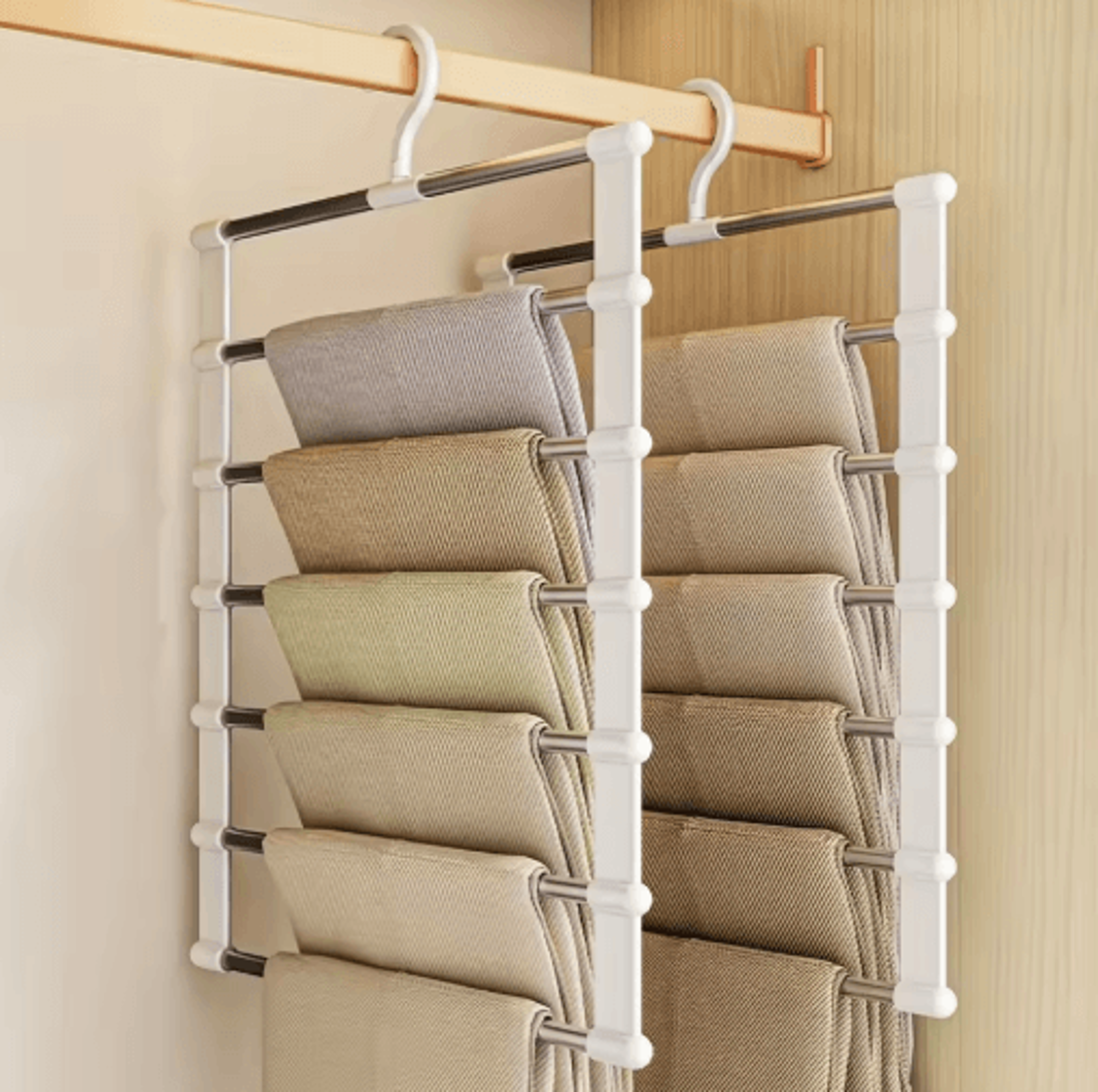 foldable pants hanger stainless steel space saving closet organizer