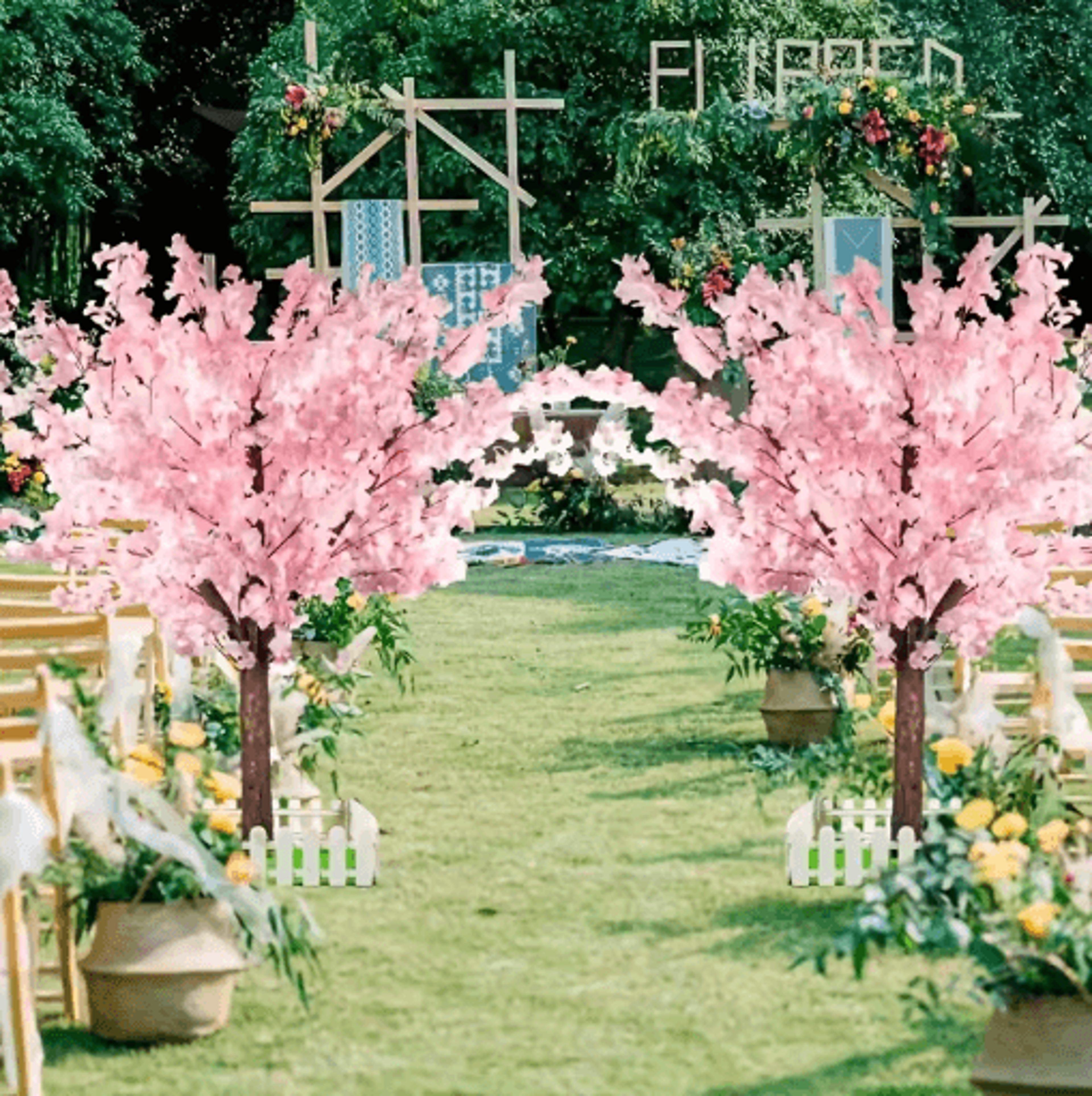Artificial Cherry Blossom Tree Pink Sakura Decorative Tree For Weddings Parties  Home Decor 9