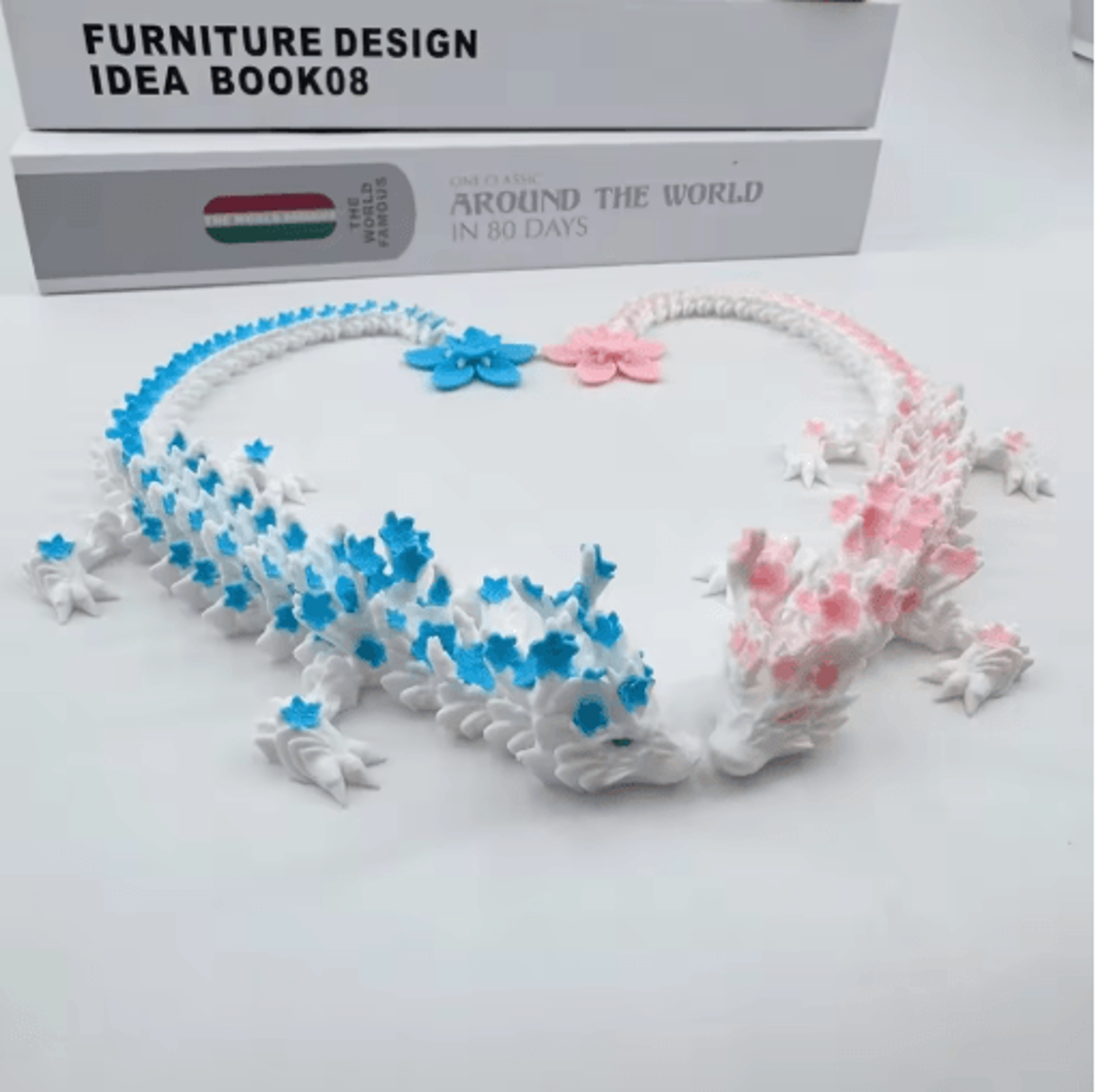 3D Printed Cherry Blossom Dragon Articulated Love Dragon Desk Decor 7