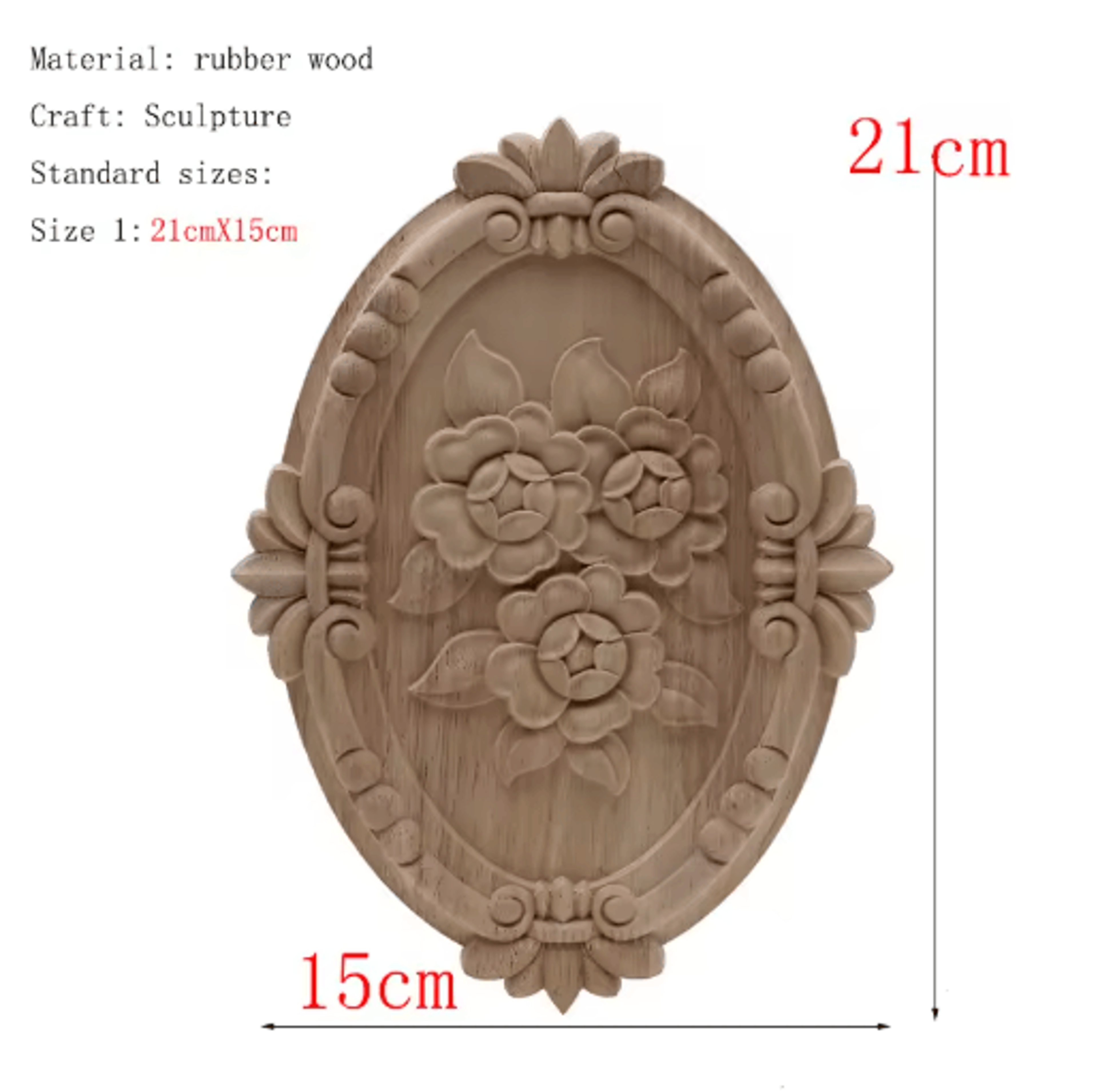 HandCarved Floral Wood Applique Decorative Wooden Trim For Furniture  Wall Decor 2
