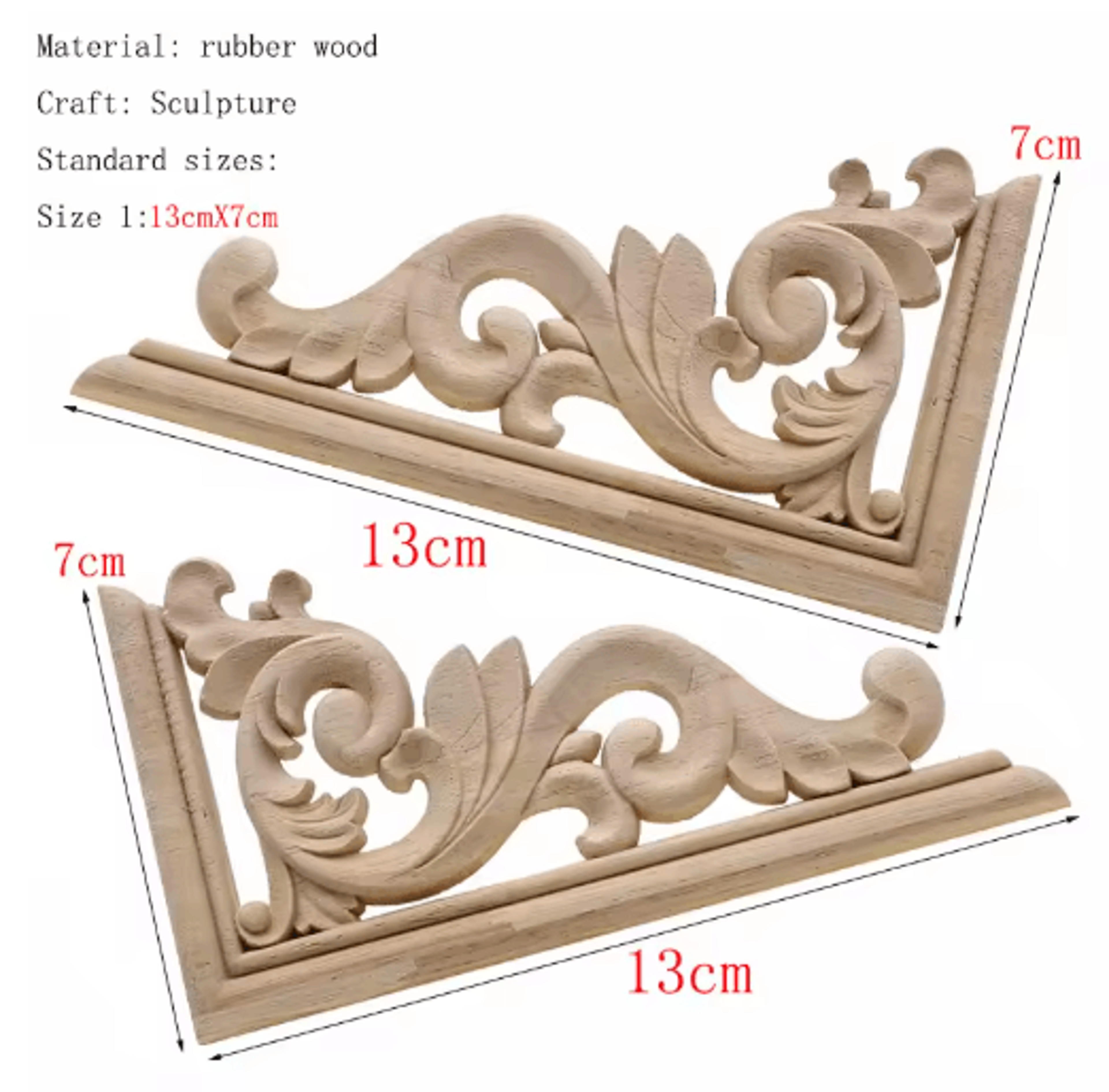 HandCarved Floral Wood Applique Decorative Wooden Trim For Furniture  Wall Decor 22