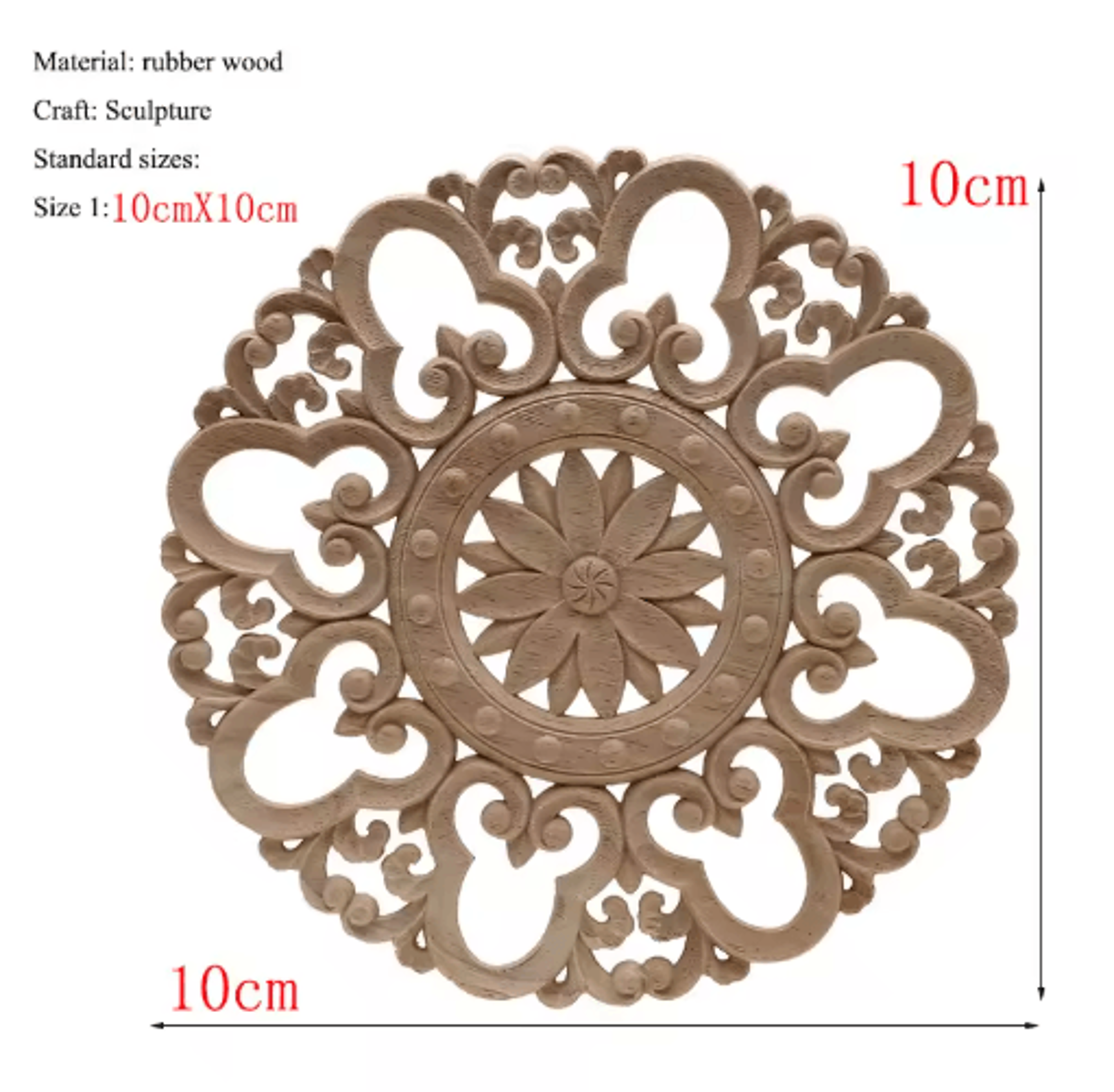 HandCarved Floral Wood Applique Decorative Wooden Trim For Furniture  Wall Decor 27