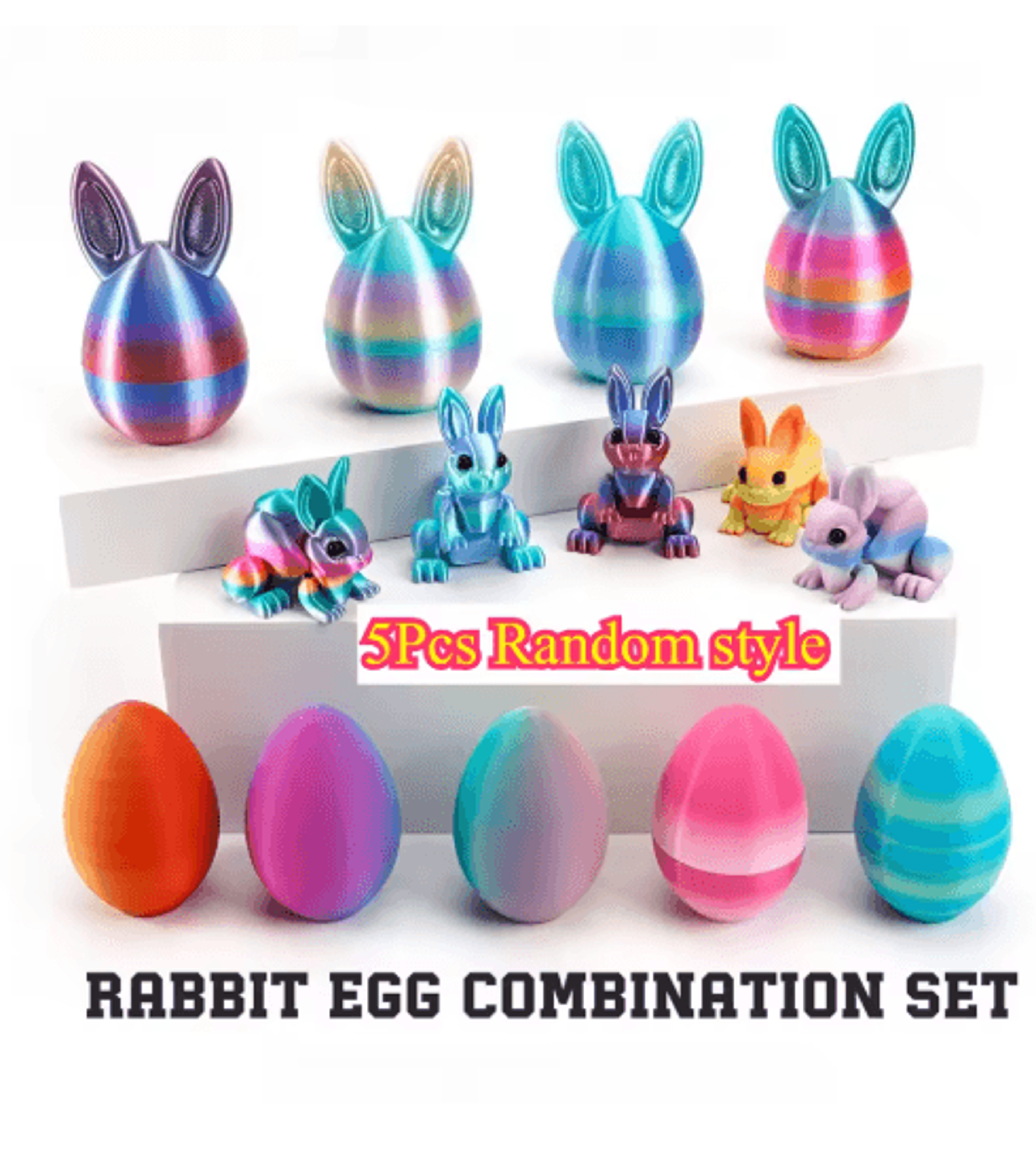 3D Printed Easter Rabbit Ornament With Egg Cute Desk Decor  Kids Gift 1