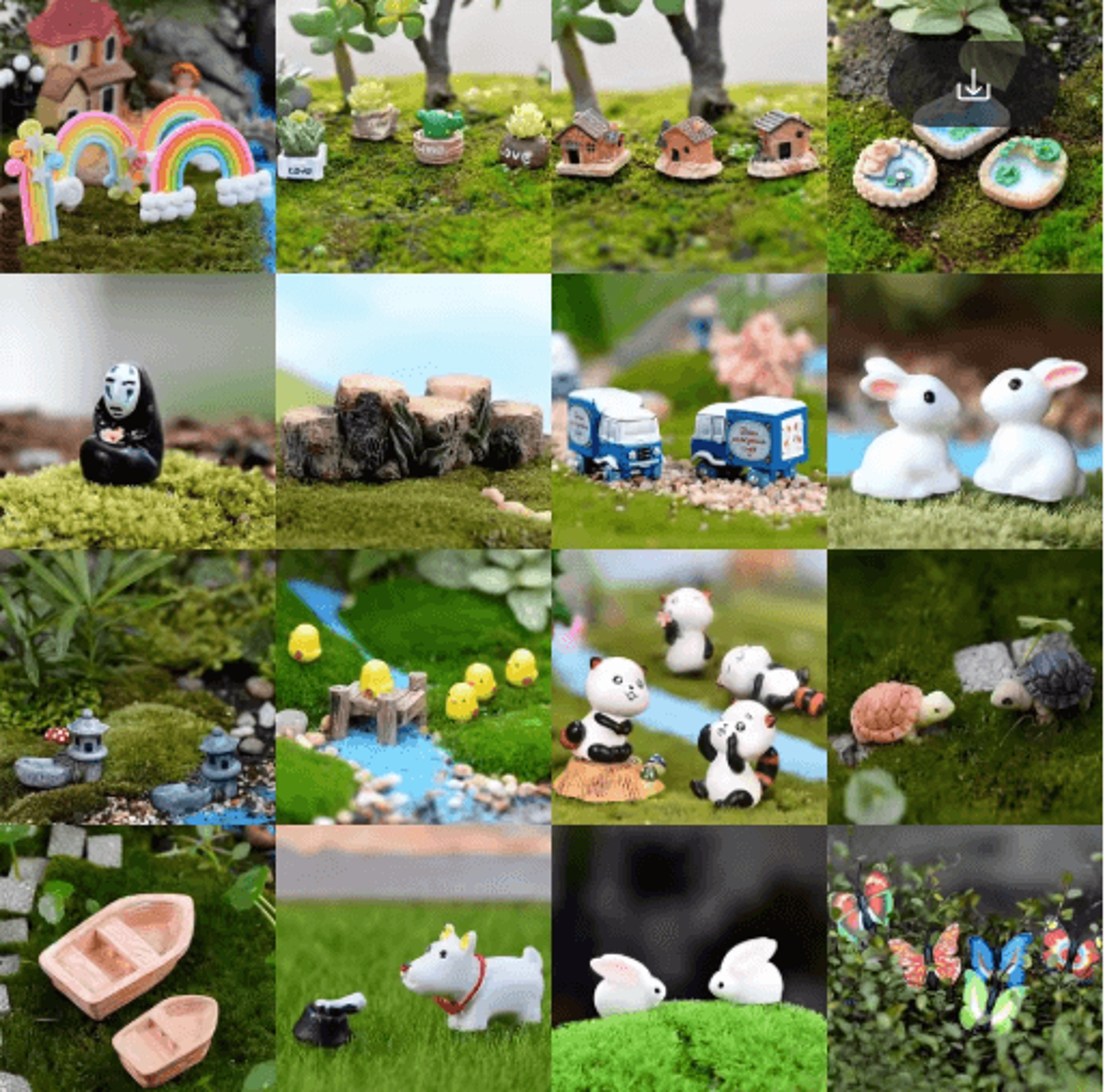 Mini Animal Figurines Set Cute Fairy Garden  Bonsai Miniature Decor 21