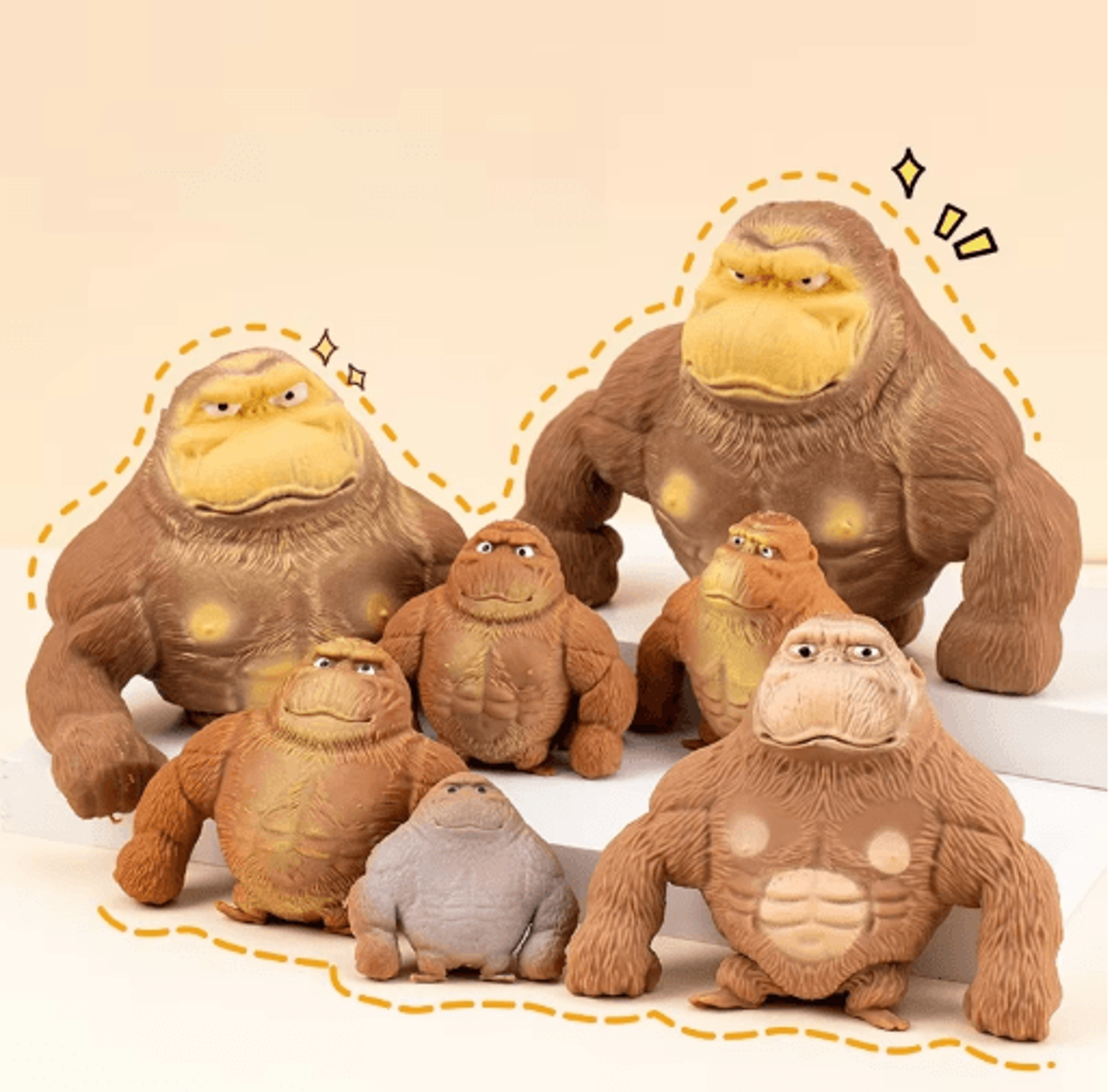 Cute Stretchable Gorilla Figurine Funny Monkey Desk Ornament  Stress Toy 7