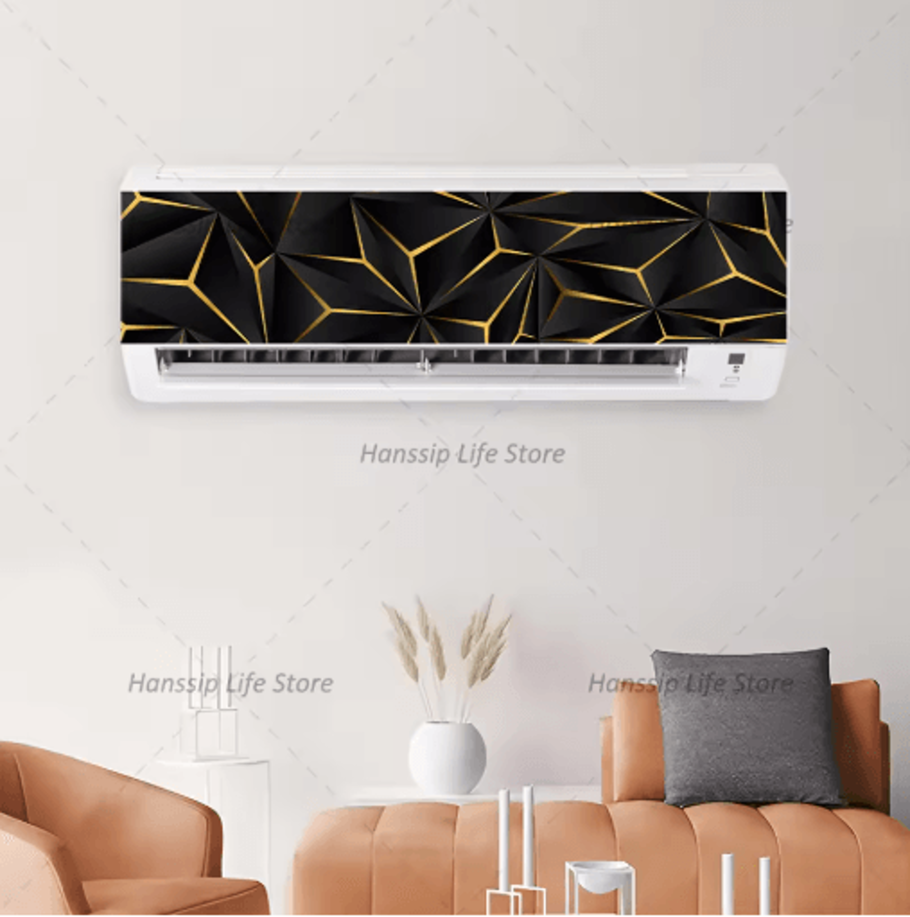 3D Geometric Air Conditioner Panel Sticker Abstract Illusion Wall Decal 10