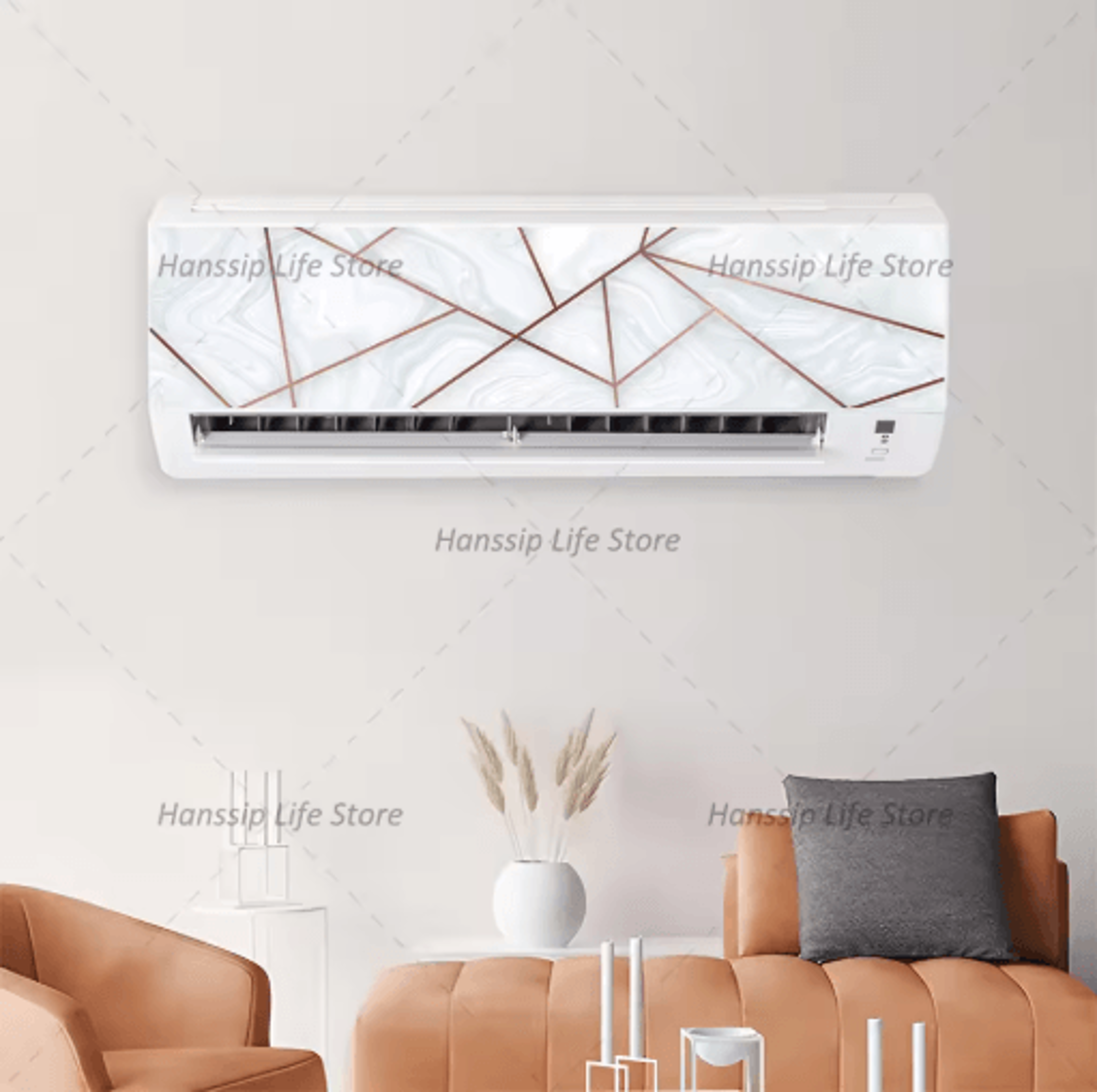 3D Geometric Air Conditioner Panel Sticker Abstract Illusion Wall Decal 5
