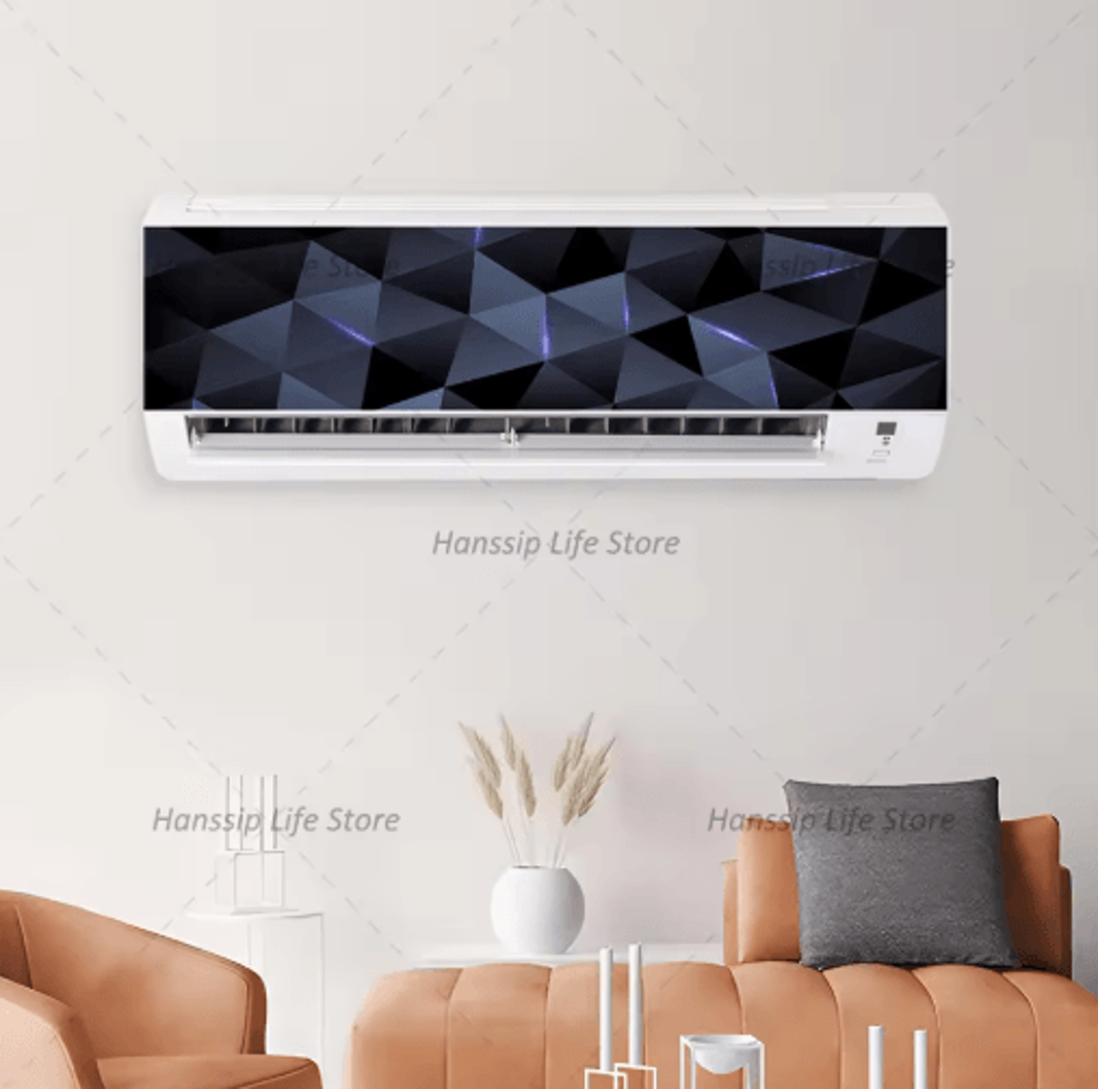 3D Geometric Air Conditioner Panel Sticker Abstract Illusion Wall Decal 9