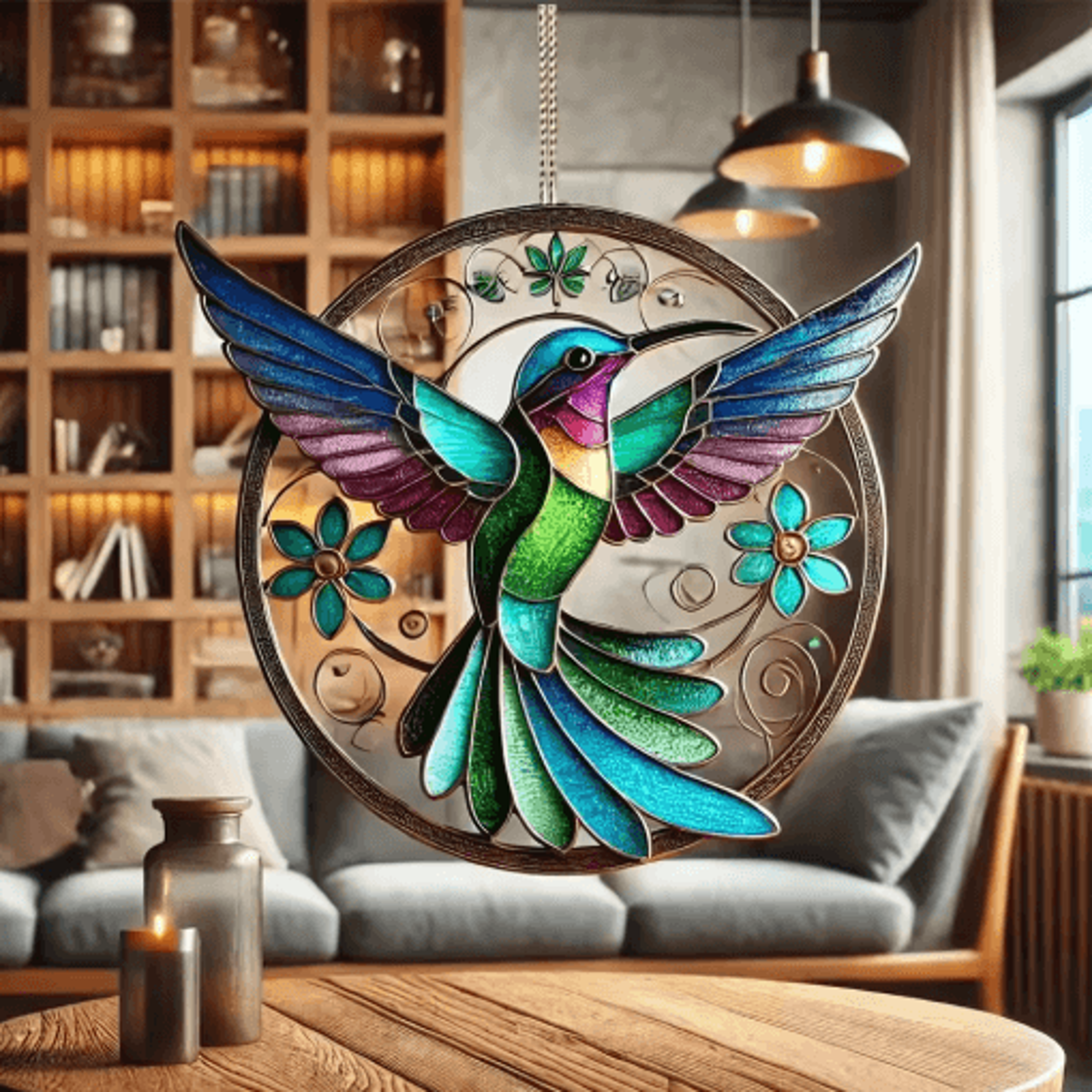 colorful acrylic hummingbird wind chime keychain kawaii hanging decor for home & car