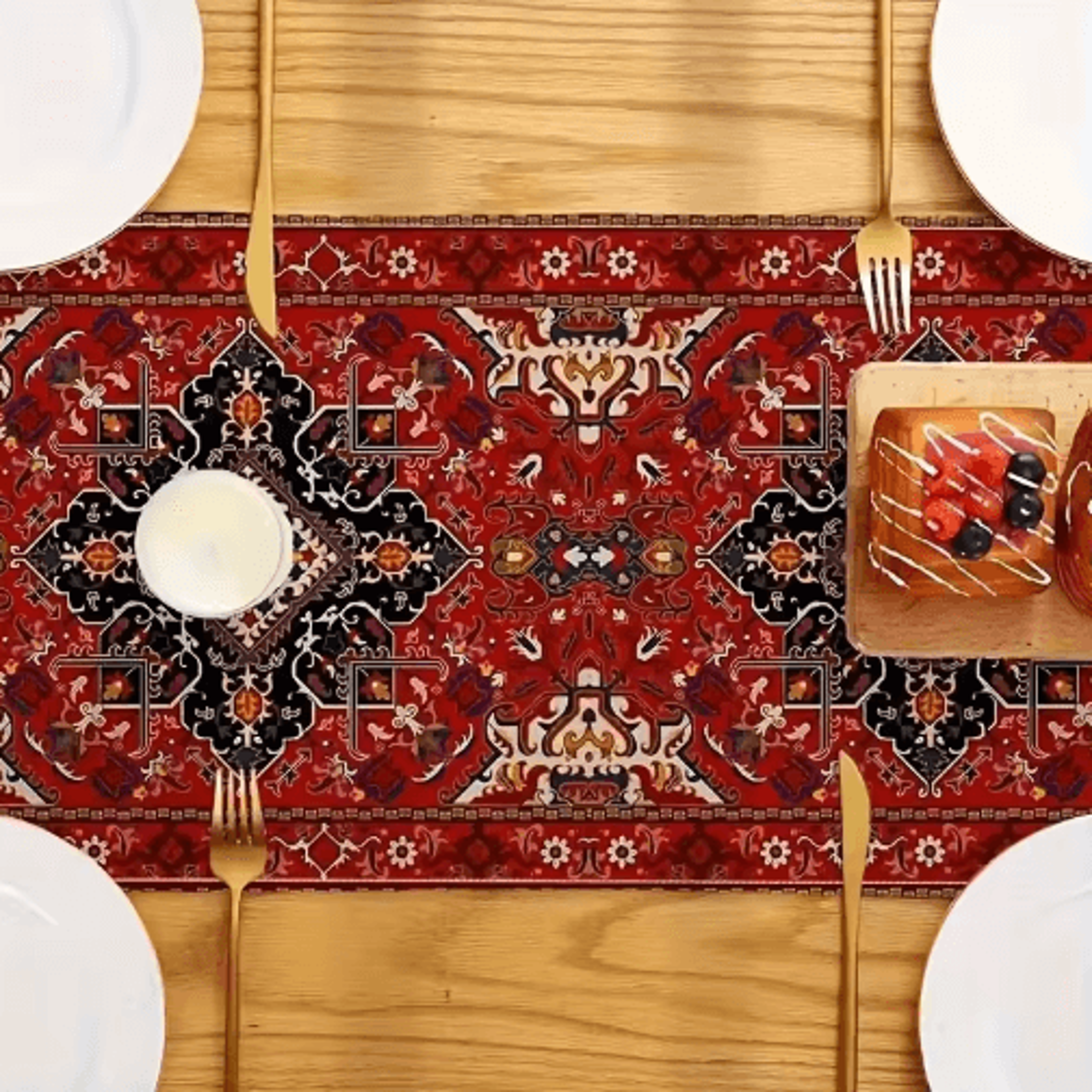 Bohemian Red Persian Table Runner  Vintage Stripe Wedding  Home Decor Accent 2