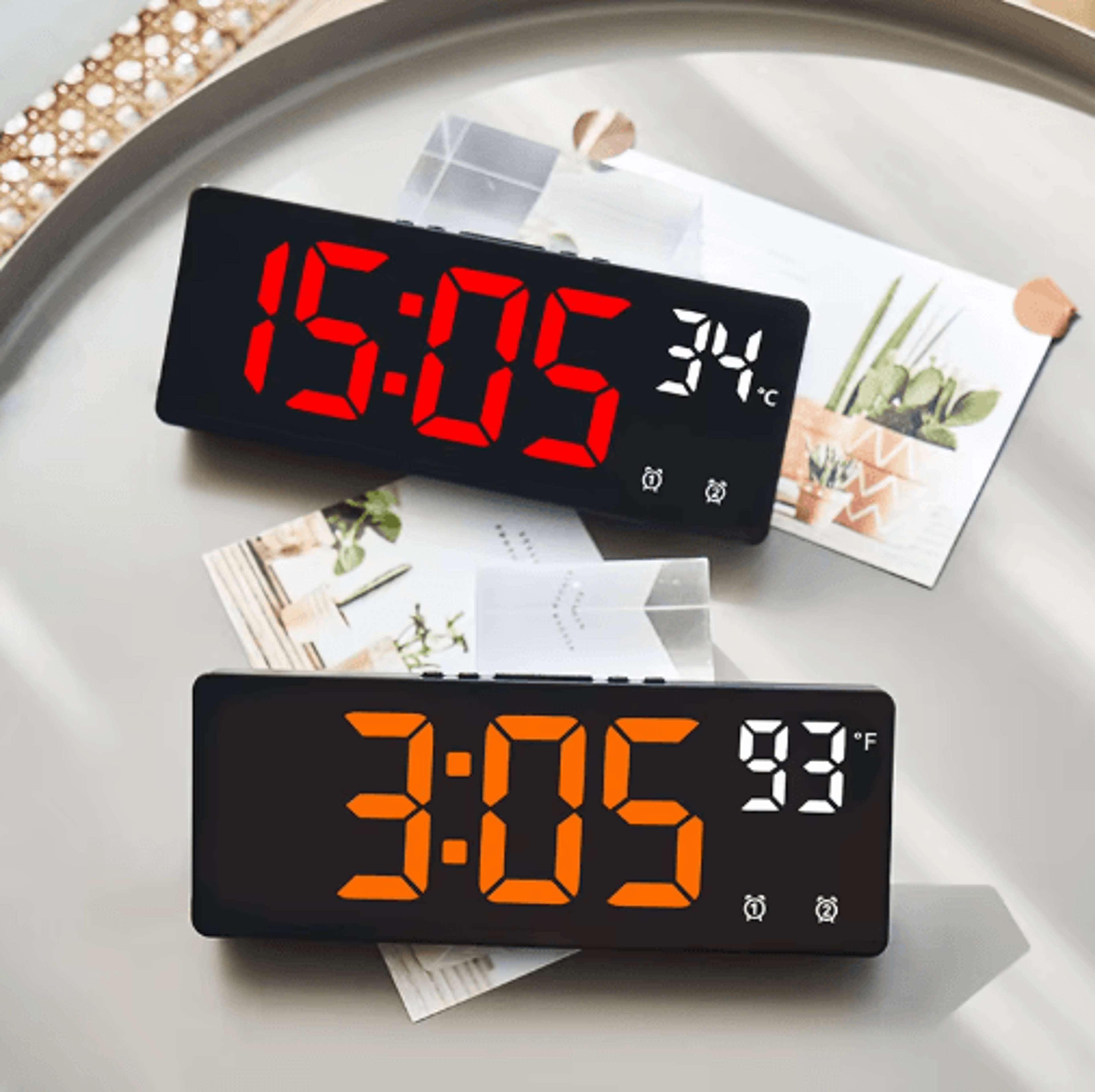 voice-control led alarm clock – smart digital alarm clock with temperature display