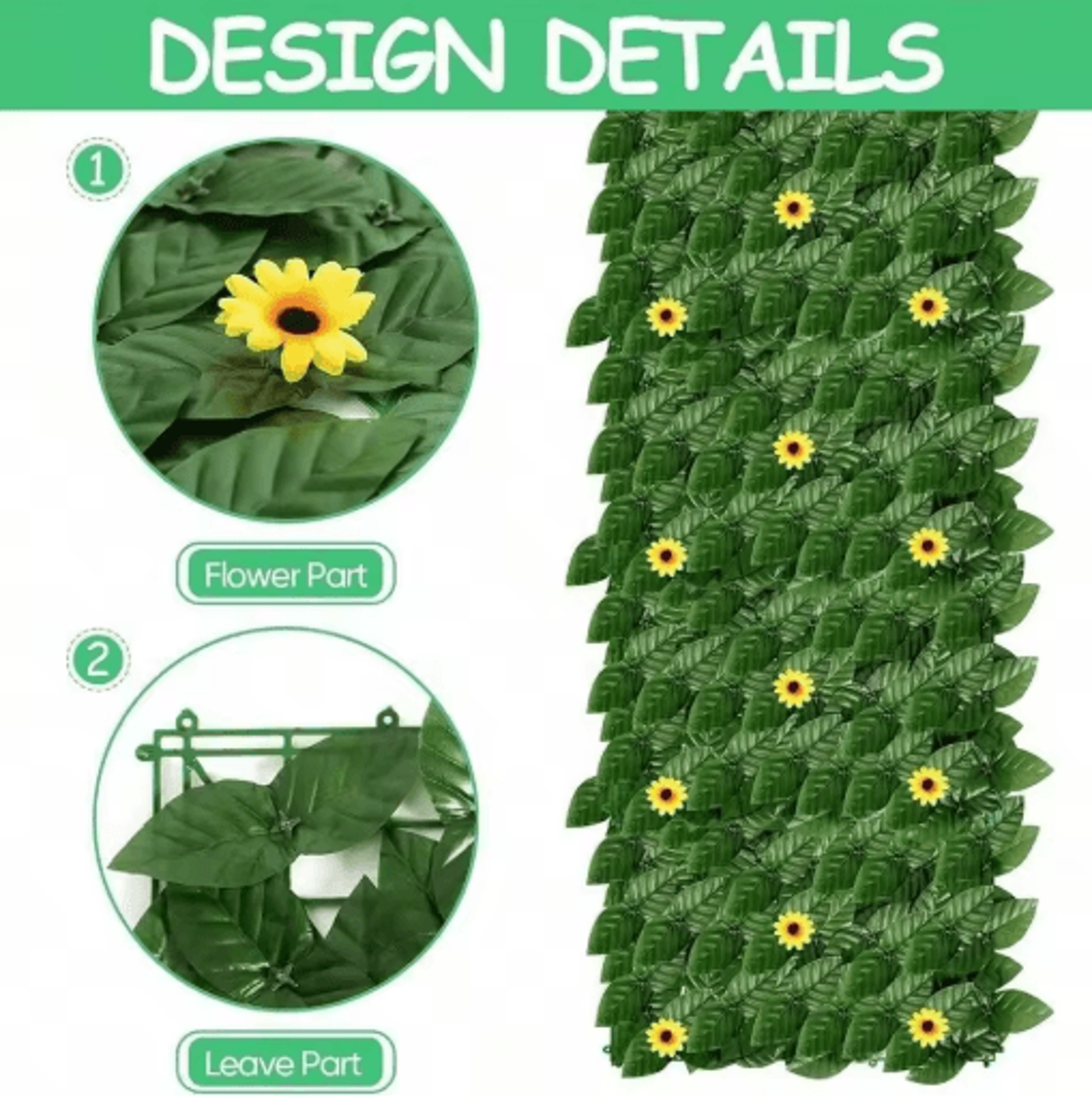 Sunflower Artificial Ivy Privacy Fence Decorative Outdoor Green Wall Panel 5