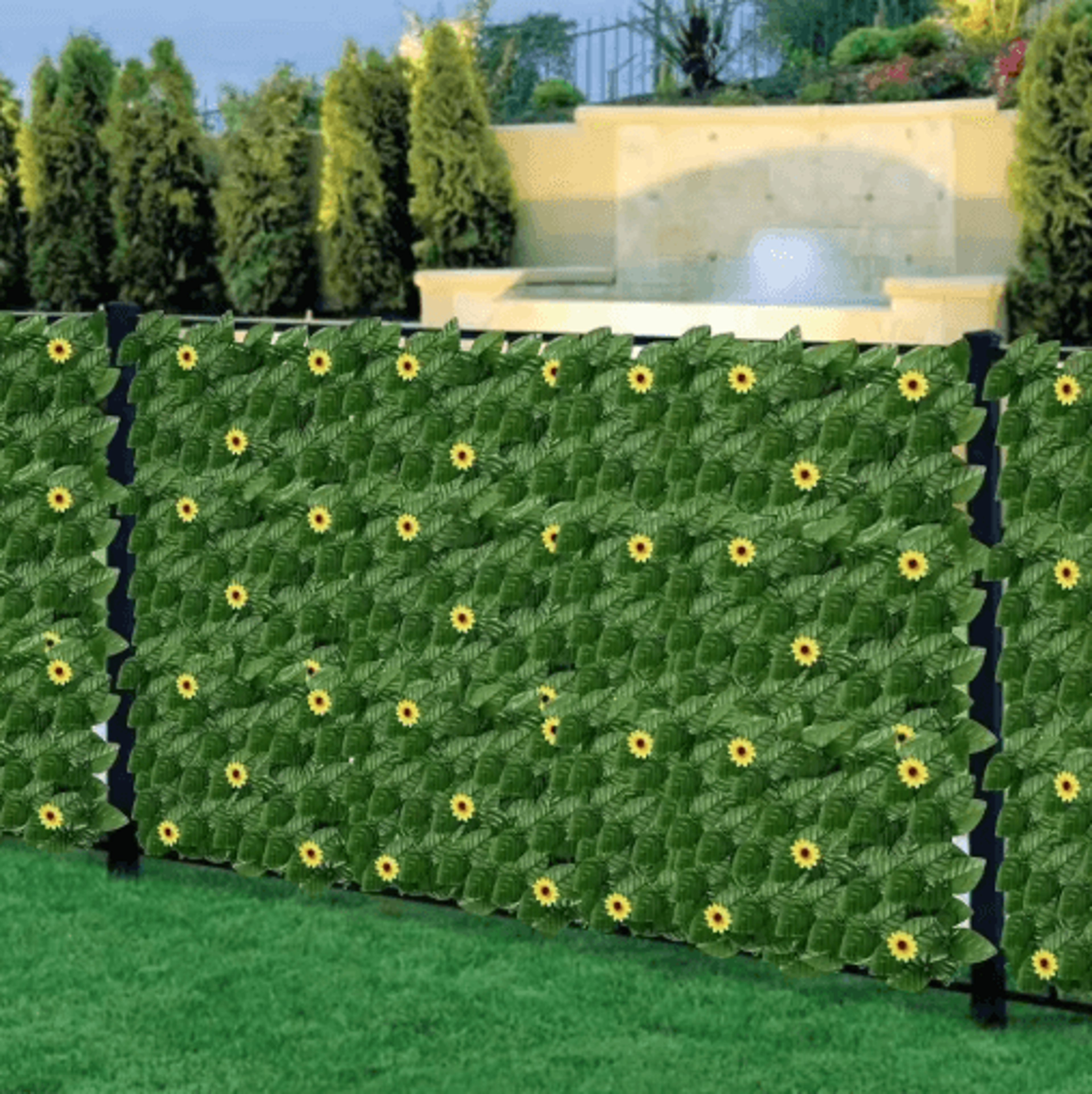 Sunflower Artificial Ivy Privacy Fence Decorative Outdoor Green Wall Panel 7