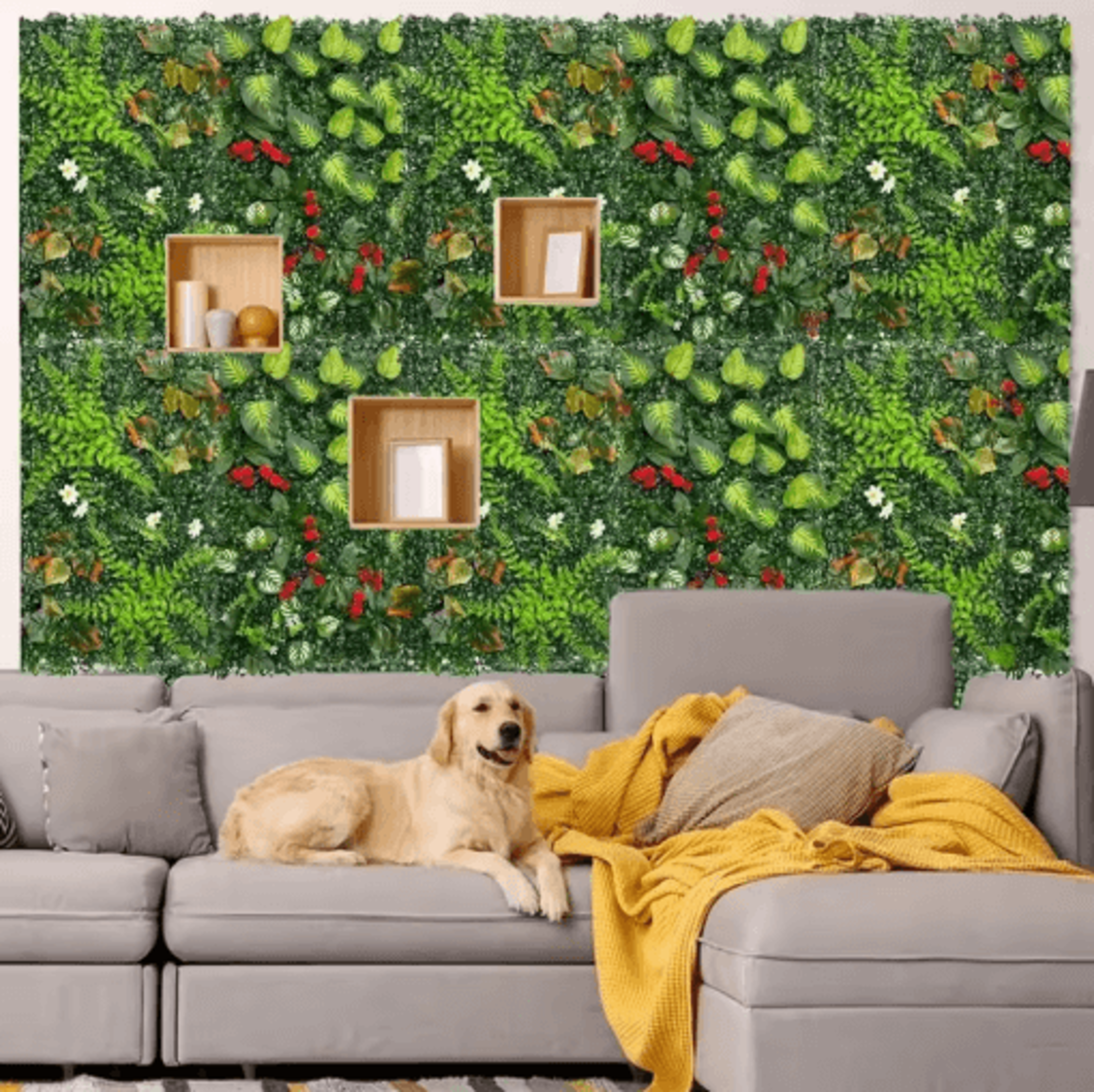 Floral Artificial Grass Wall Panel Greenery Privacy Hedge Backdrop 10