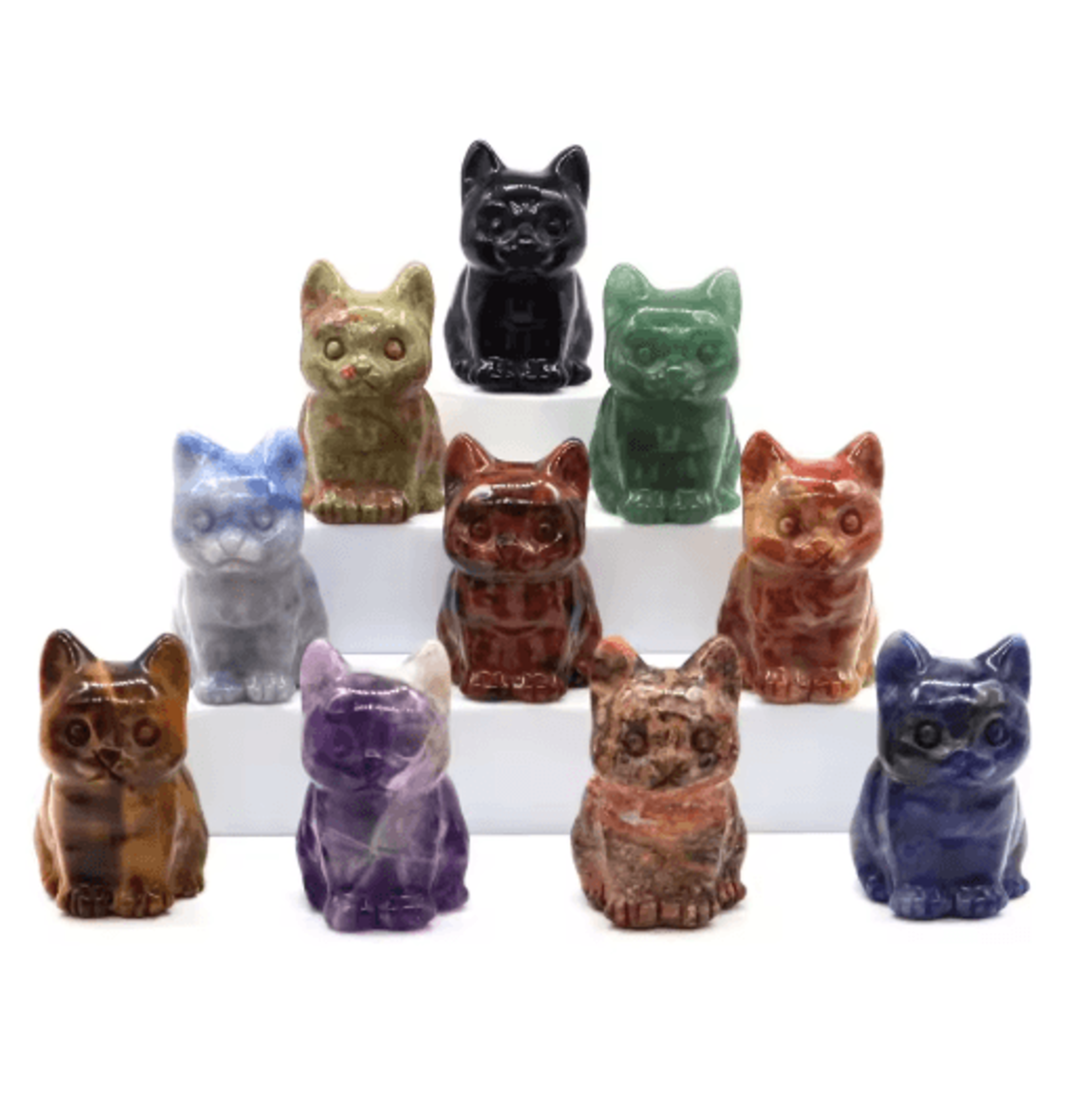 HandCarved Amethyst Cat Figurine Crystal Animal Statue For Chakra Healing  Meditation Decor 15