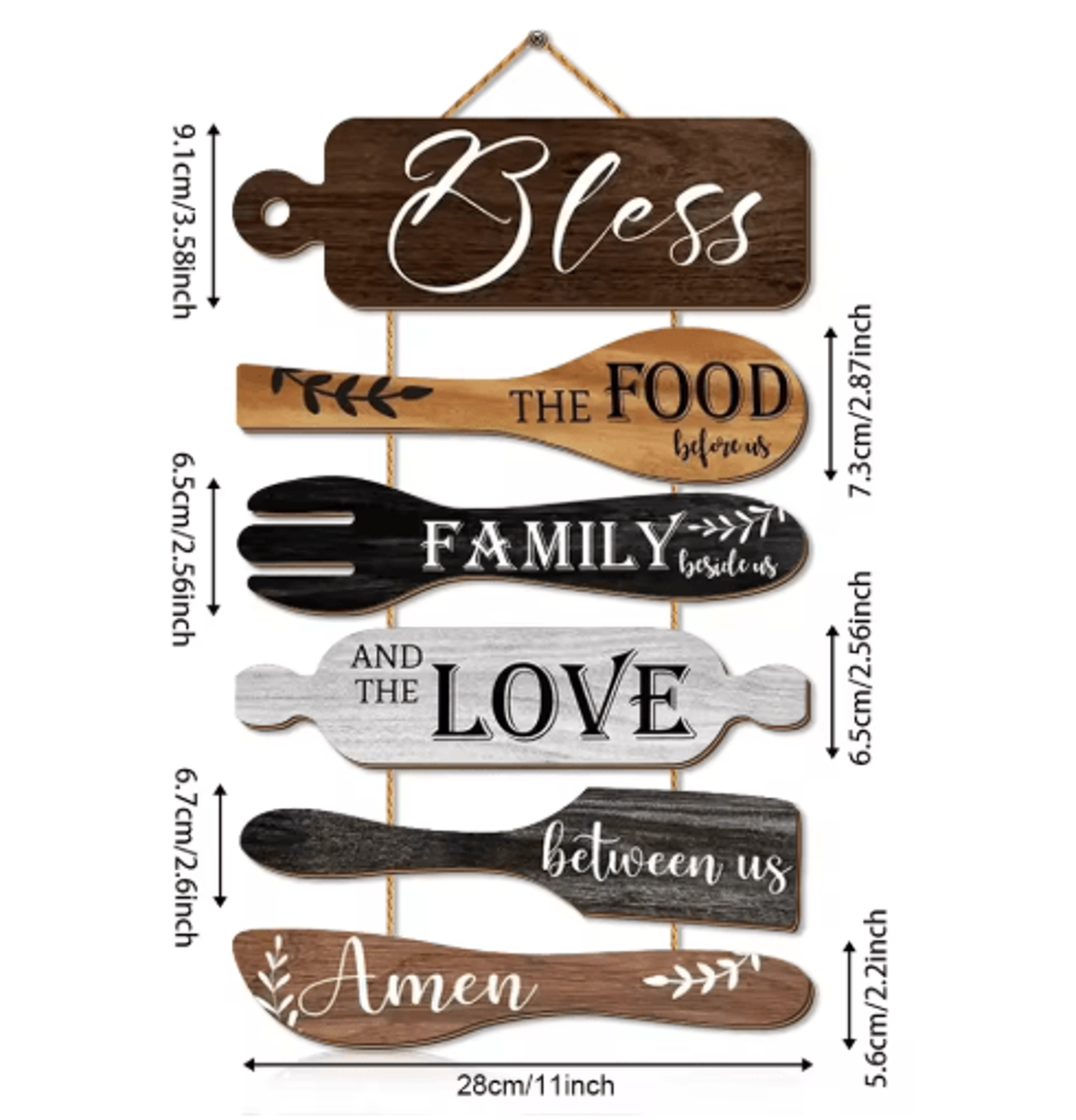 Family Blessings Wooden Wall Sign  Kitchen  Dining Room Inspirational Decor 4