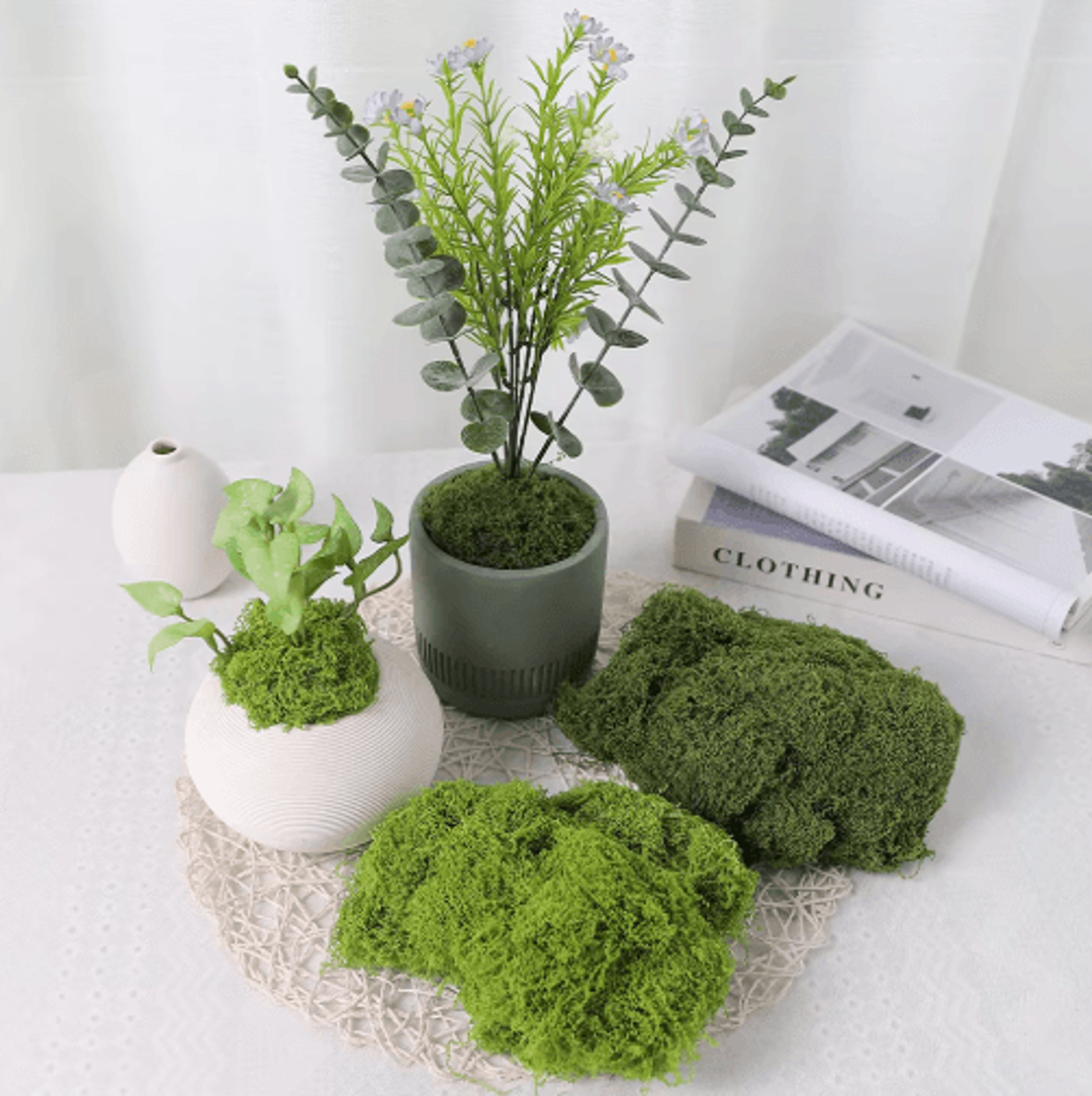 Artificial Green Moss For Crafts  Faux Preserved Moss For Home  Garden Decor 7