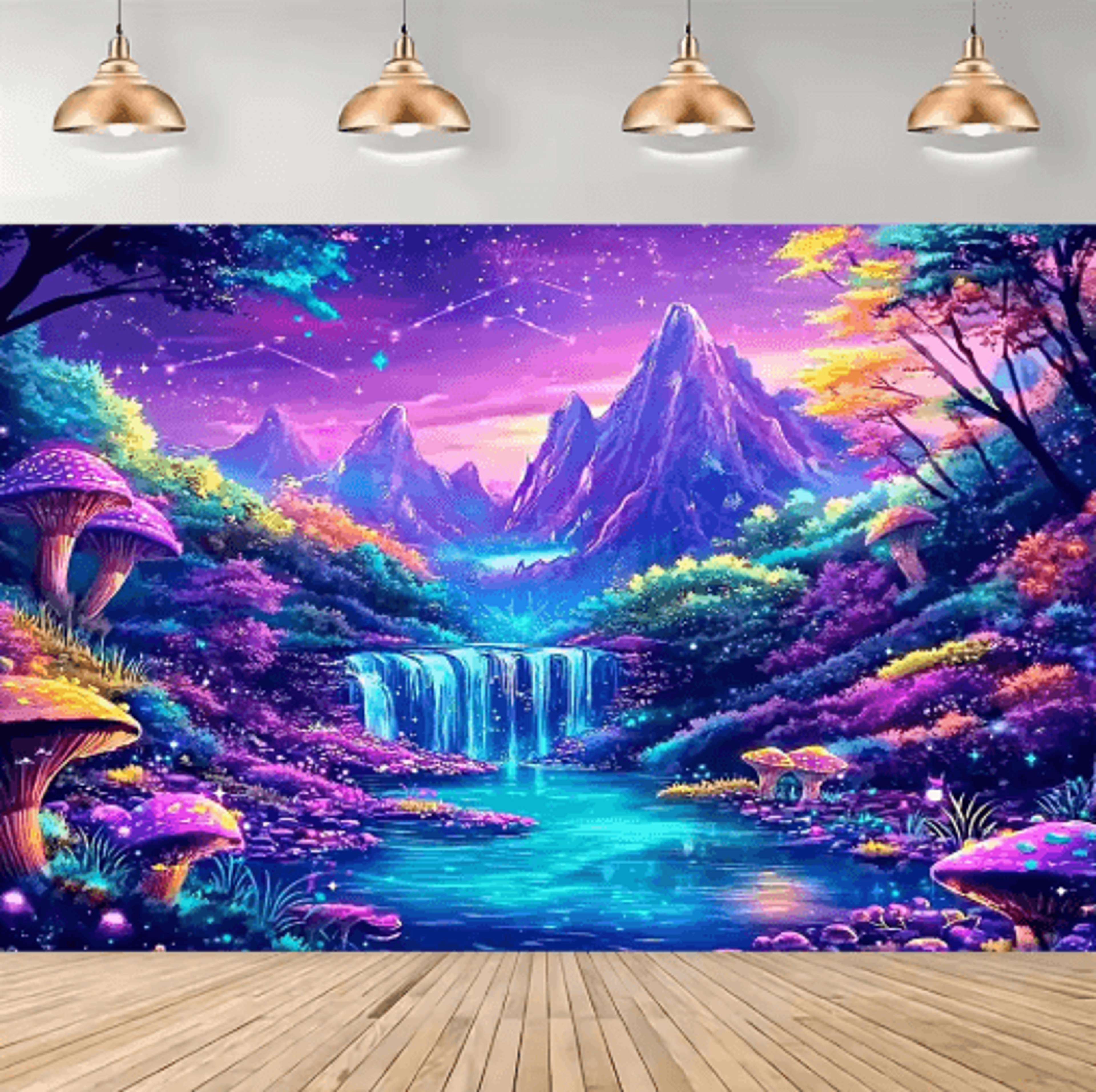VIKAMA Fantasy Forest Glow Tapestry Blacklight Wall Decor For Dreamy Spaces 5