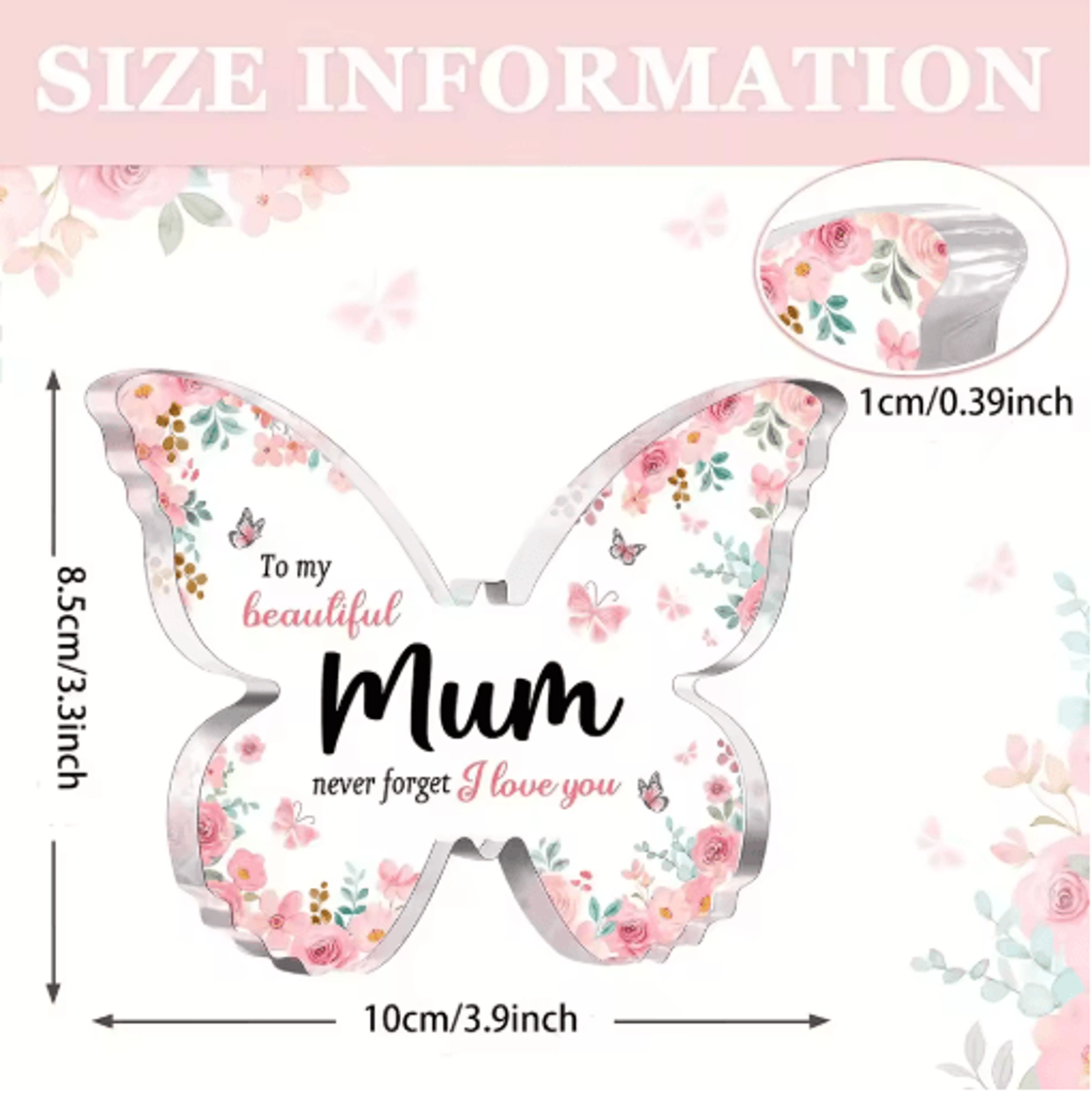 Butterfly Acrylic Plaque Gift For Mum Elegant Keepsake For Birthdays  Mothers Day 5