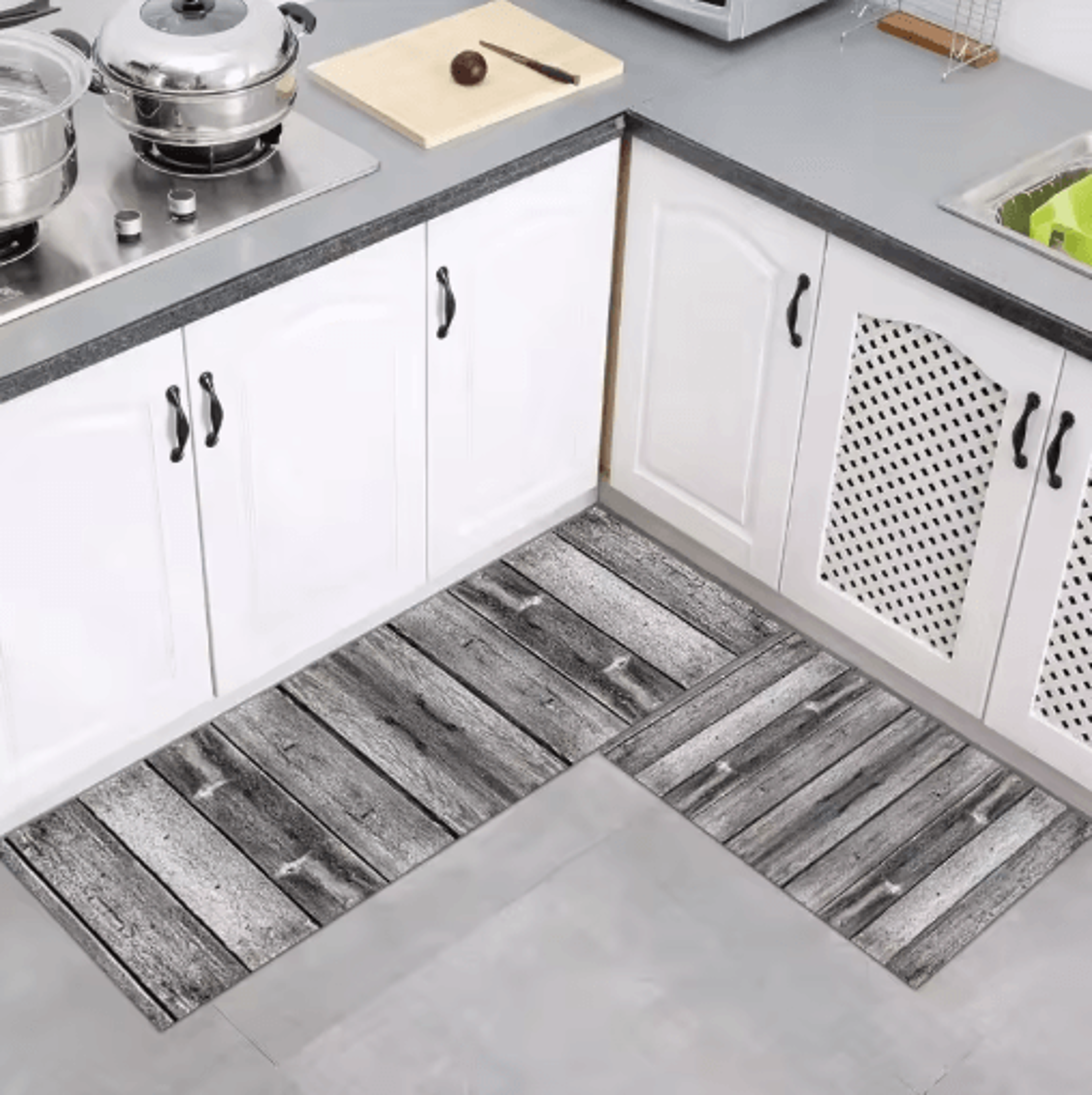 Modern Wood Grain Floor Mat Non Slip Decorative Rug For Kitchen Bathroom  Entryway 5