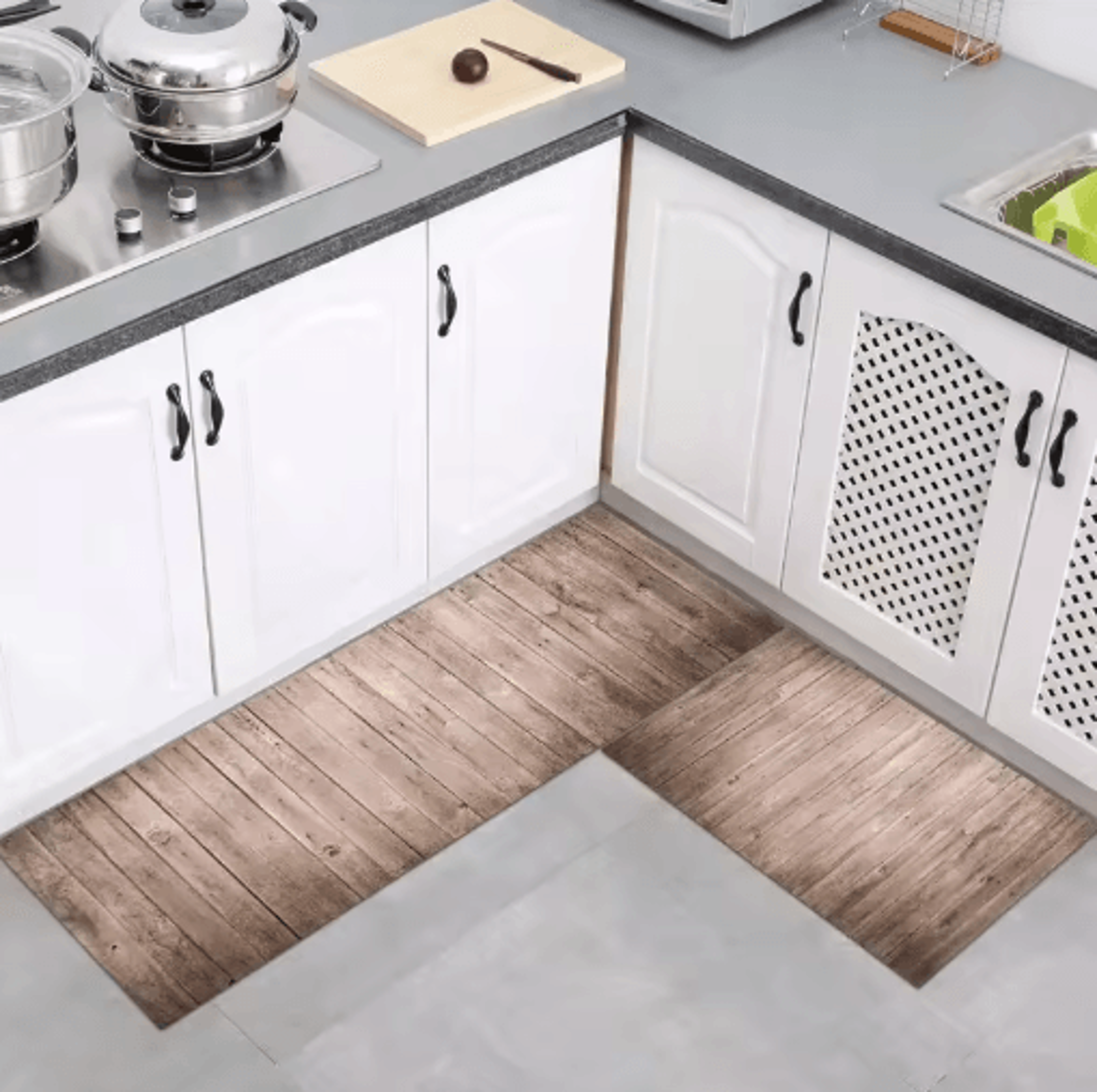 Modern Wood Grain Floor Mat Non Slip Decorative Rug For Kitchen Bathroom  Entryway 6
