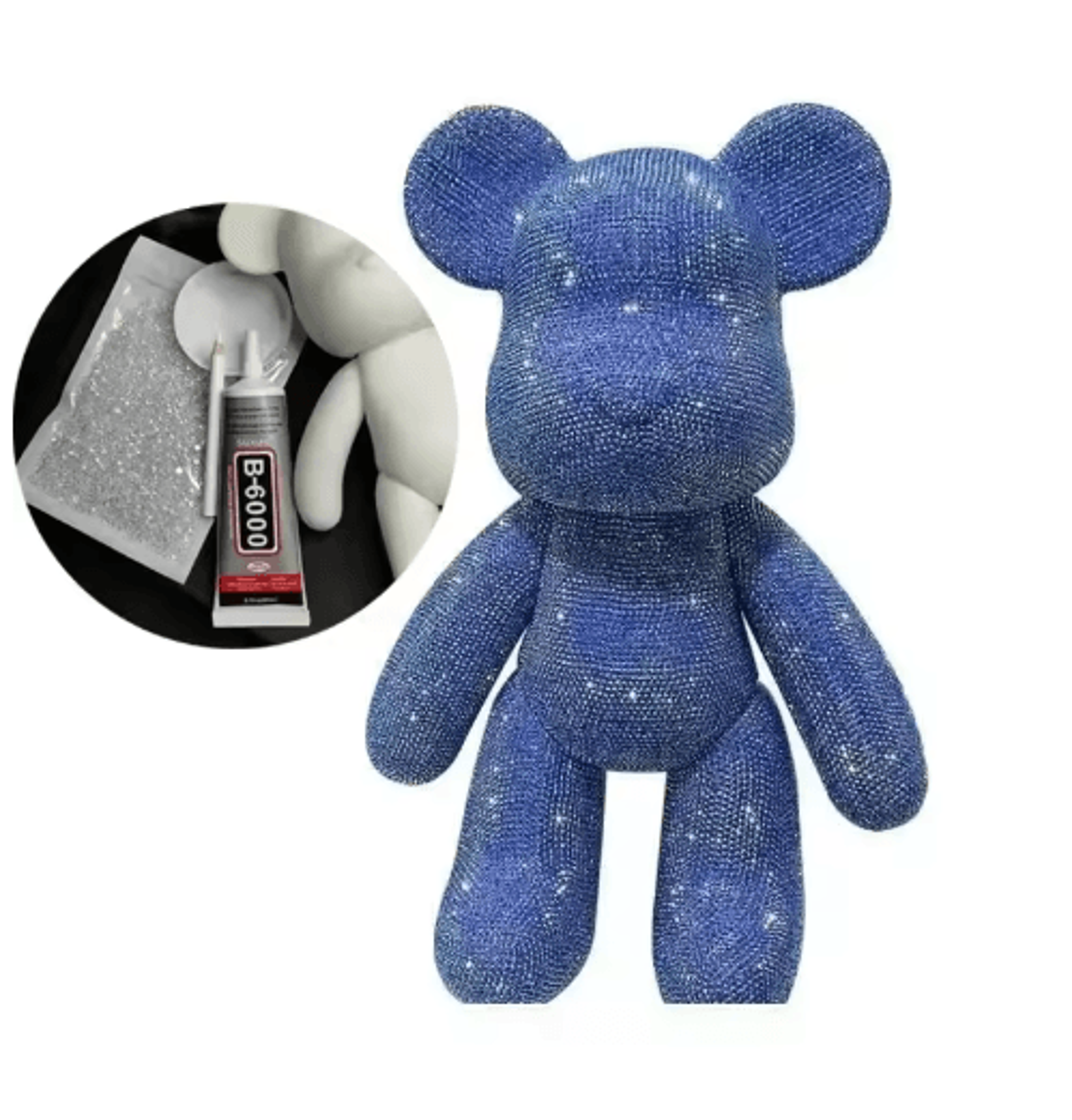 DIY Rhinestone Bear Figurine Crystal Diamond Art Fluorescent Bear Statue Decor 10