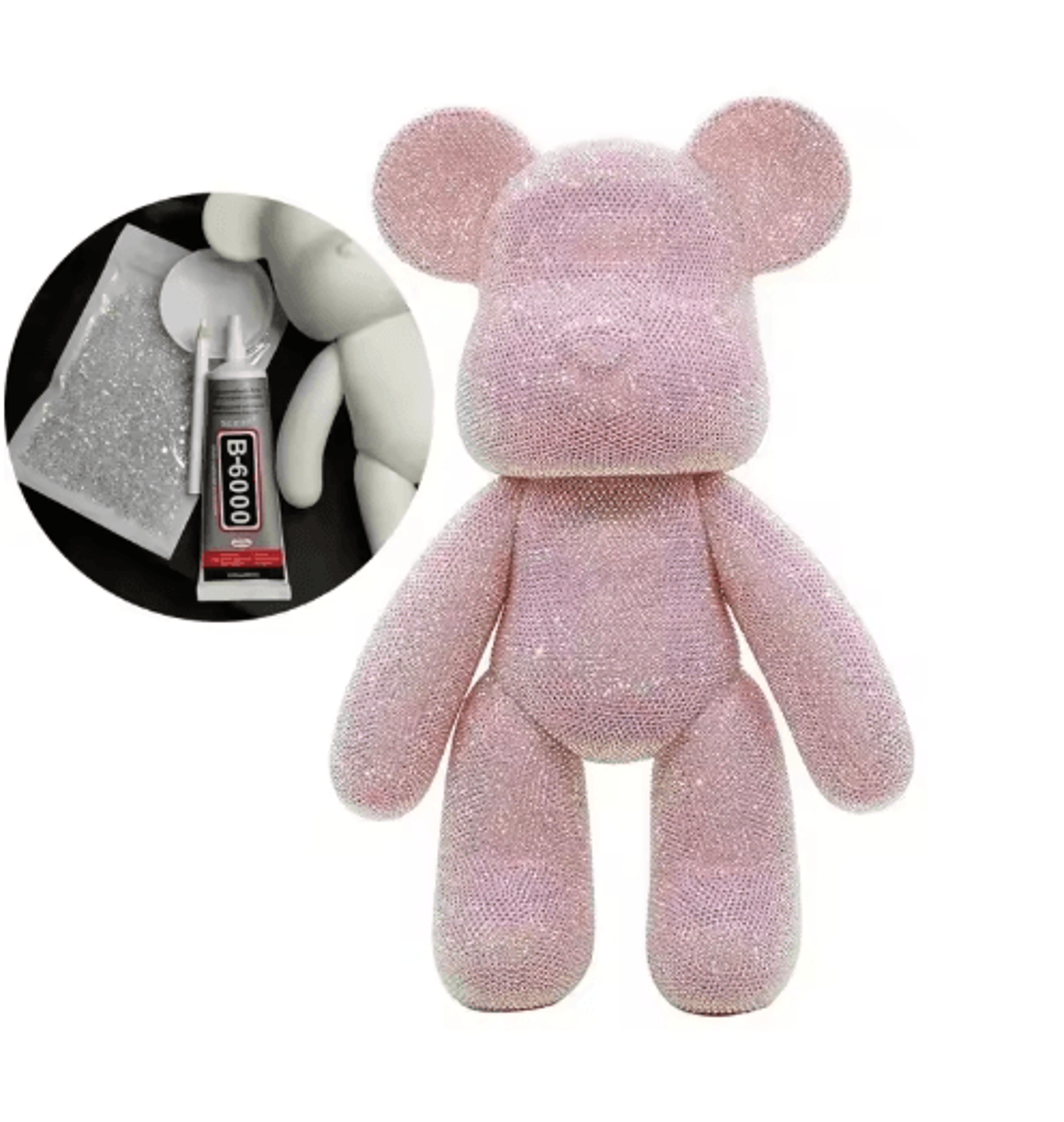 DIY Rhinestone Bear Figurine Crystal Diamond Art Fluorescent Bear Statue Decor 12