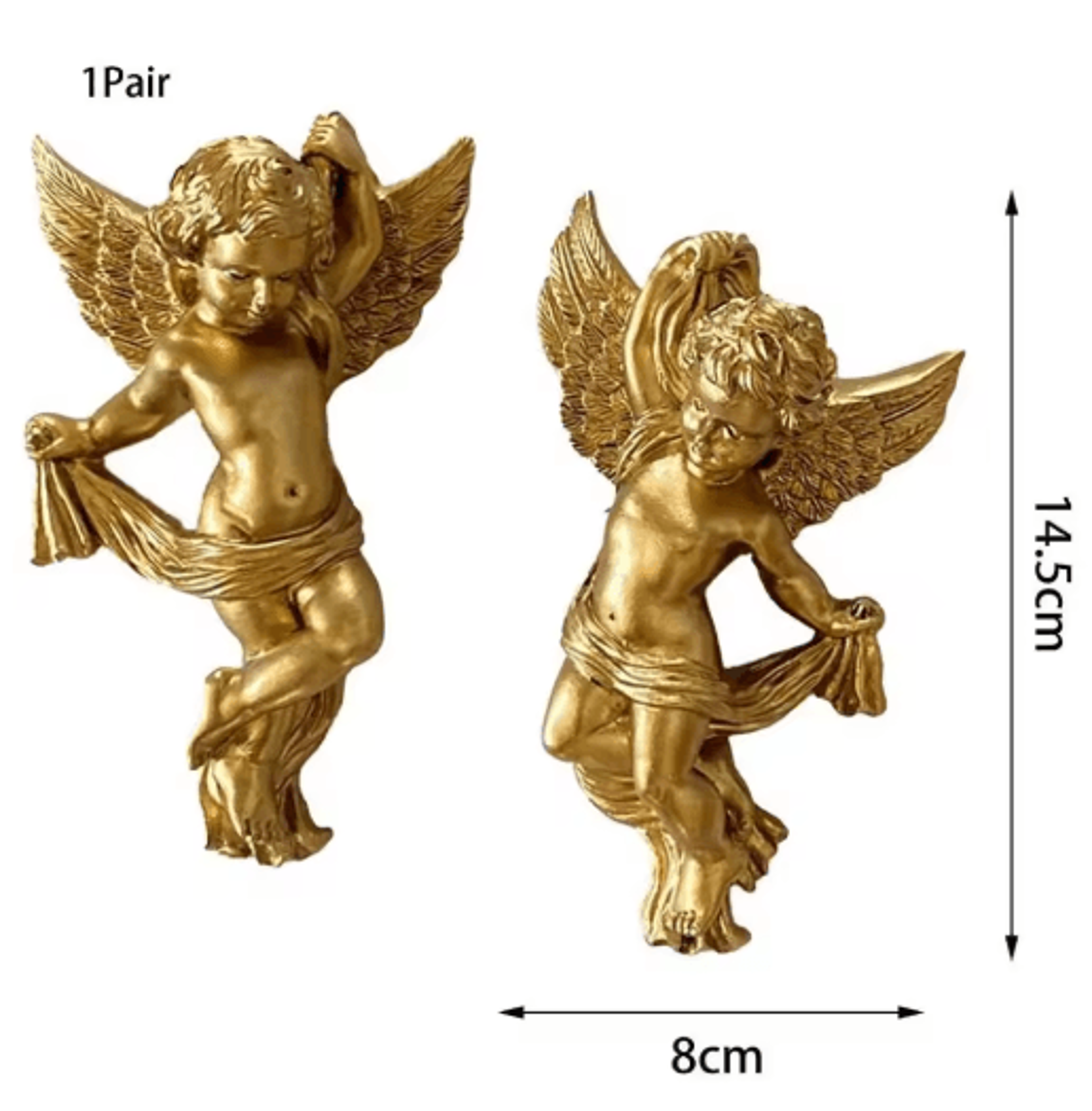 Cute Cherub Angel Wall Hanging Resin Angel Ornament Set For Room Decor 2