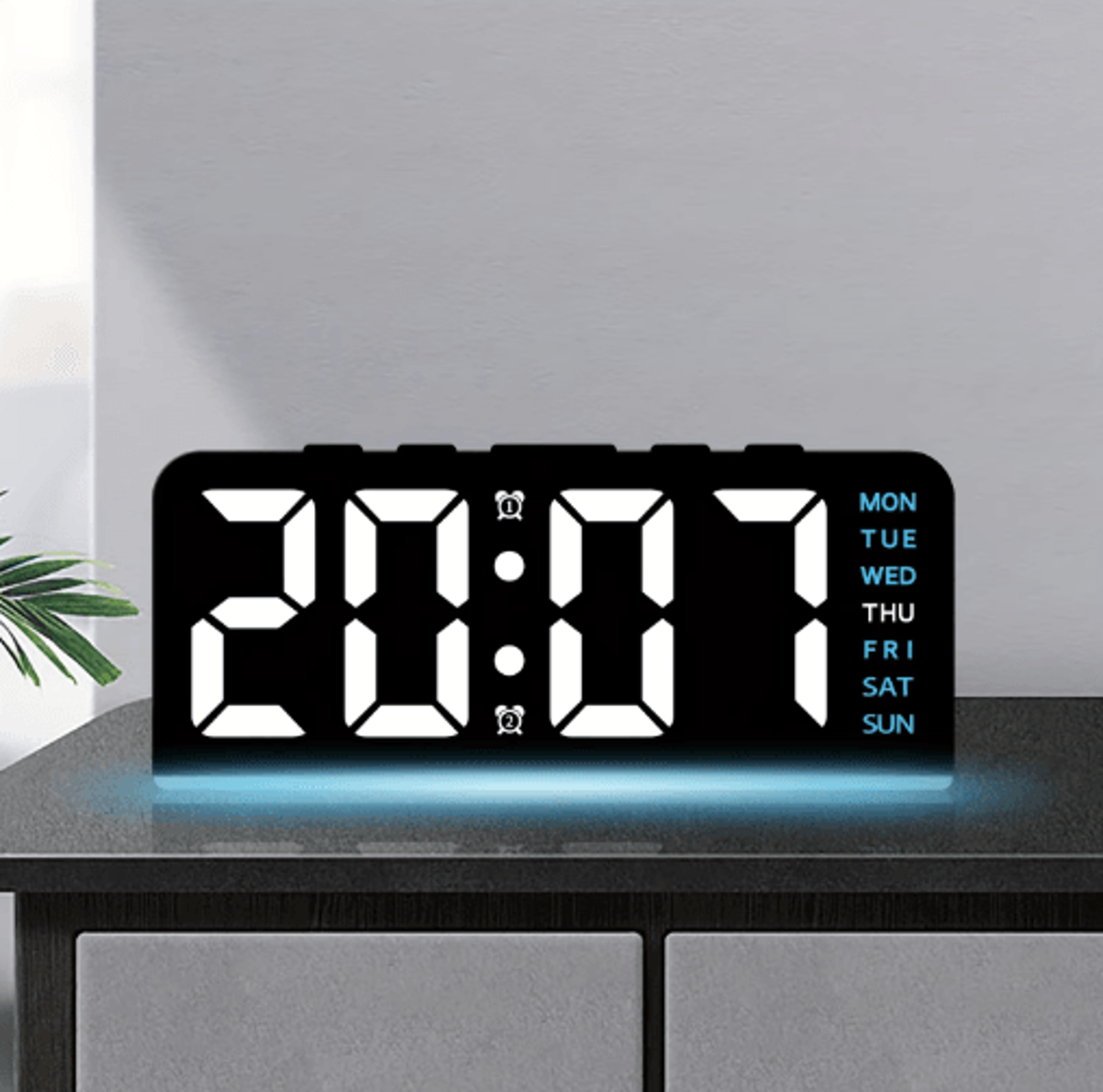 digital led alarm clock with dual alarms & date display – bedside desk clock