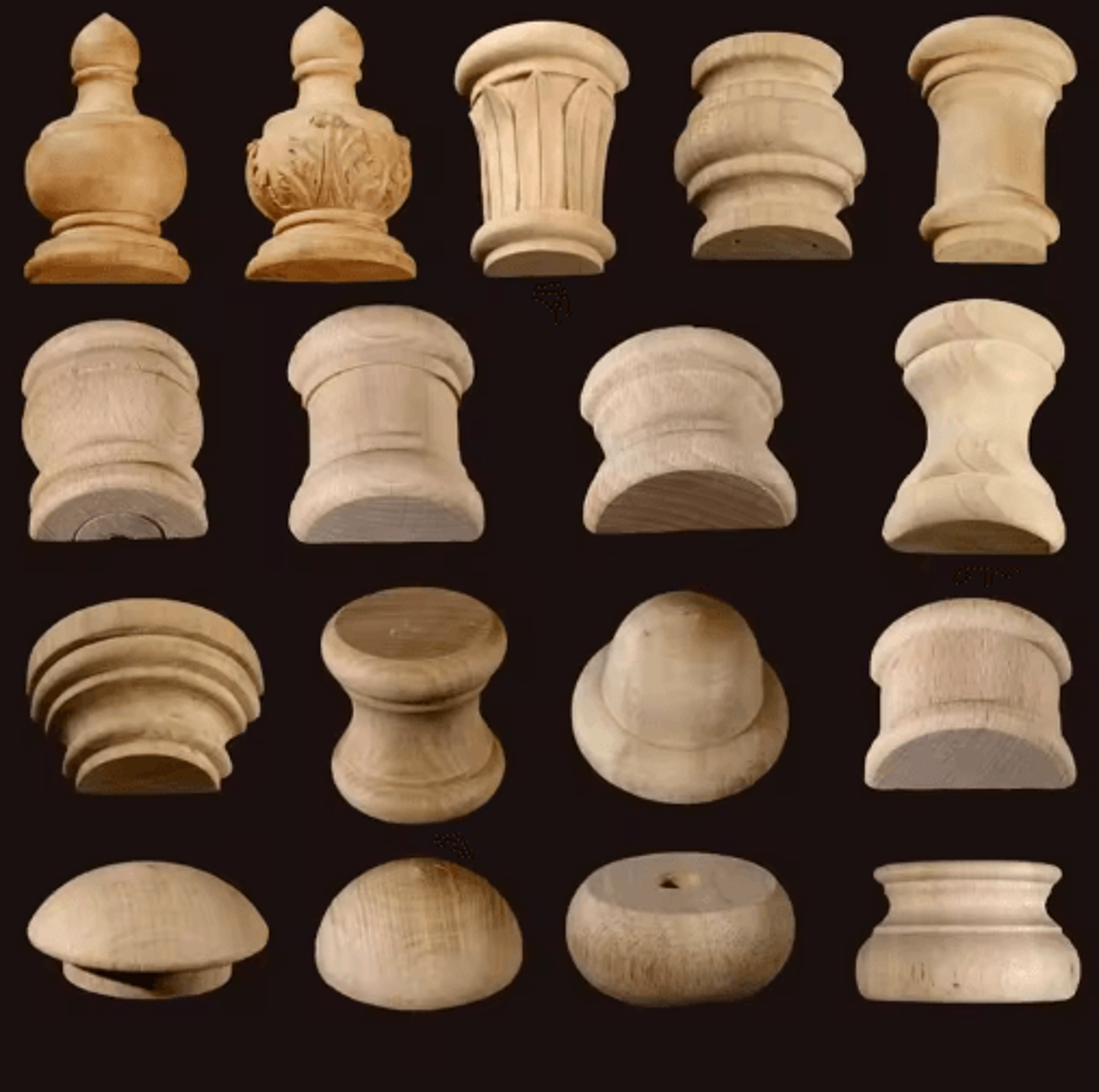 roman column wood carved applique – half round furniture onlay decoration
