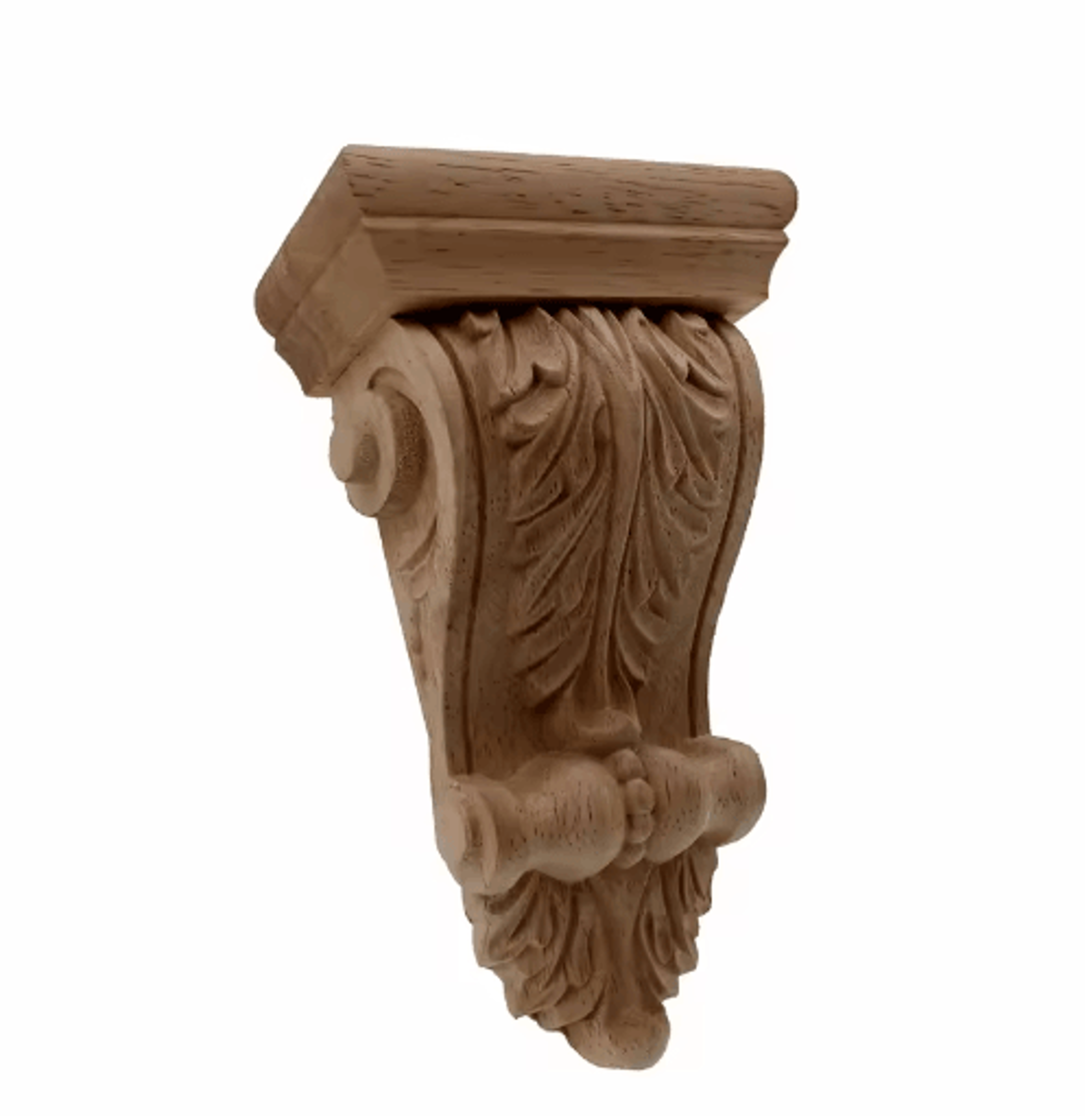 natural oak wood carved applique – vintage decorative furniture accent