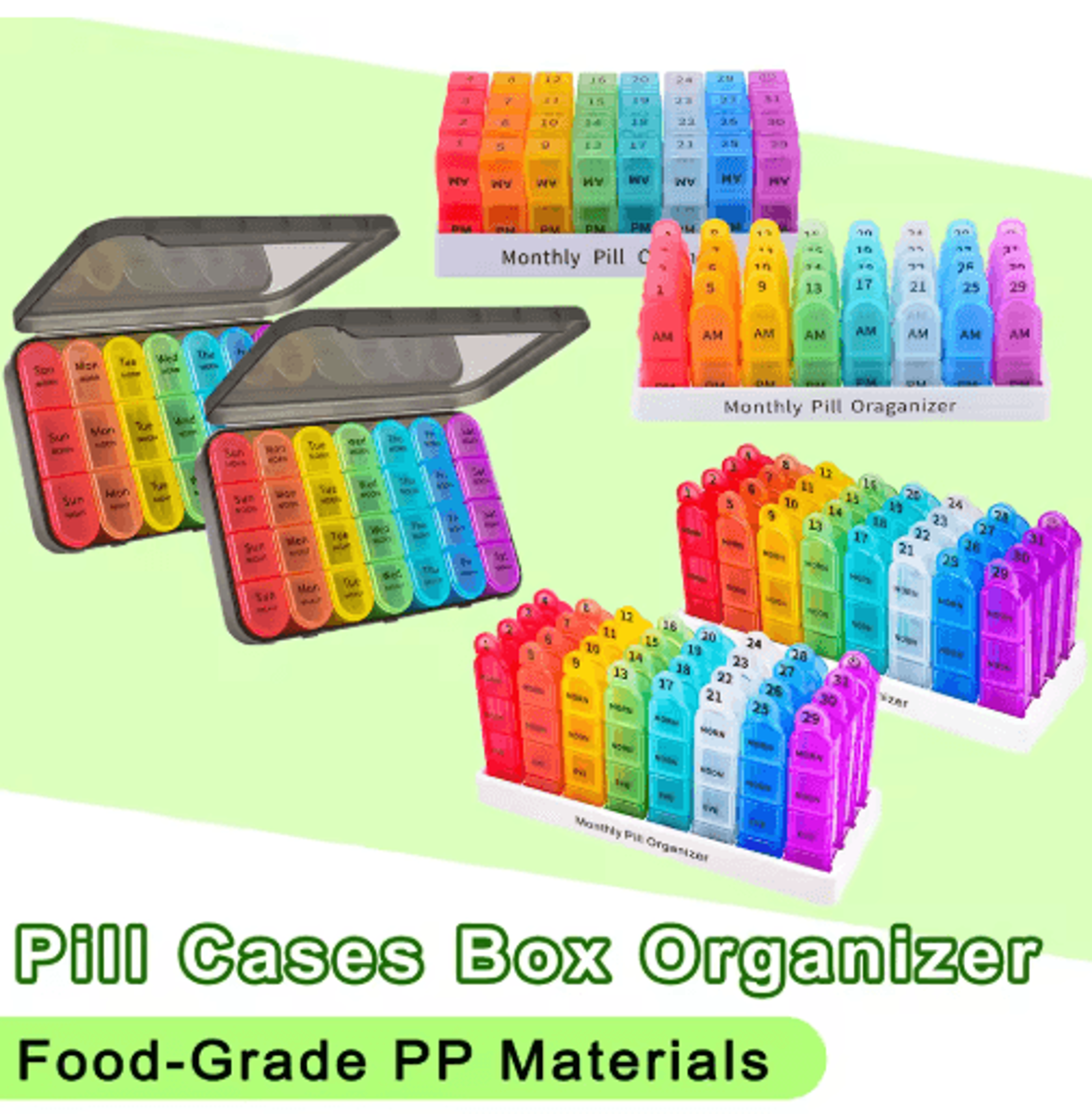 portable weekly pill organizer case – travel-friendly medication & supplement box